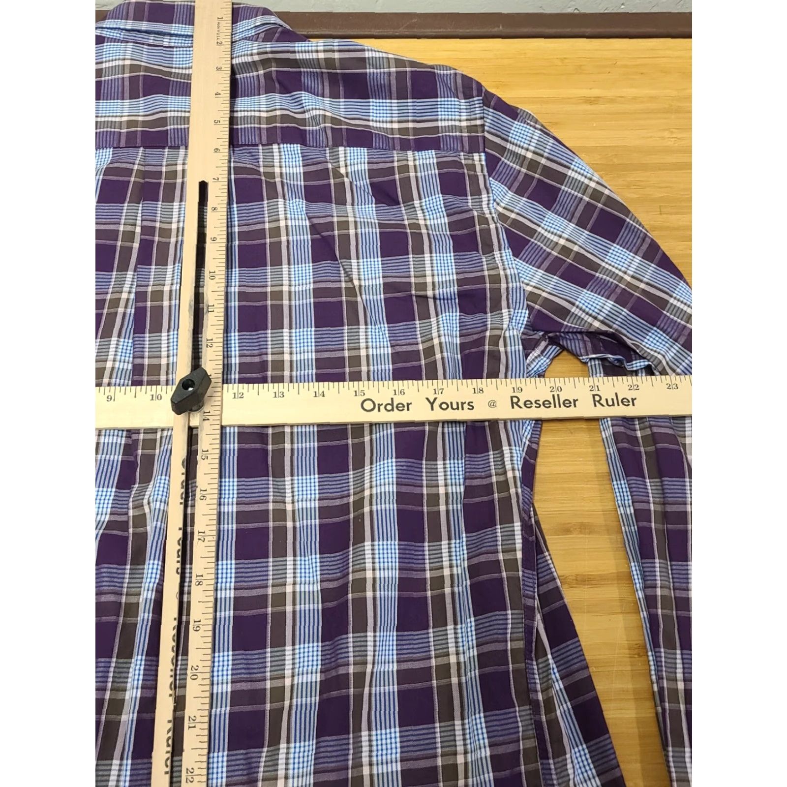 Peter Millar Peter Millar Shirt Mens Regular M Purple Blue Plaid Button-Down Collared Long Sleeve Casual Preppy Logo Pocket Size US M / EU 48-50 / 2 - 7 Thumbnail
