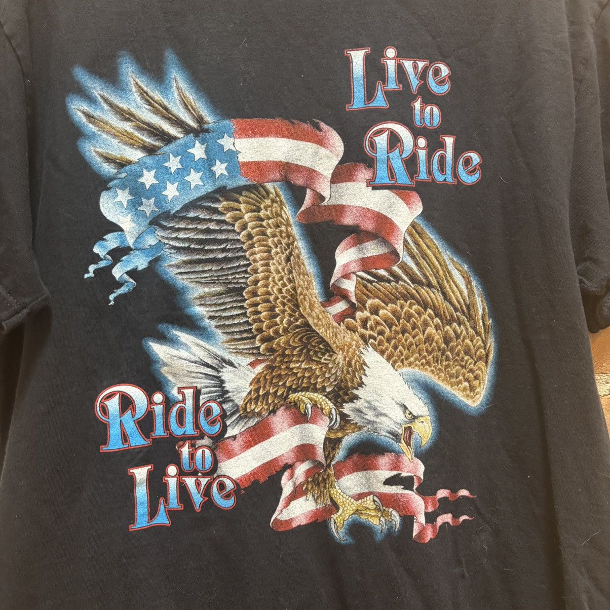 Vintage Vintage 90s Live to Ride and Ride to Live Motorcycle Tshirt Size US L / EU 52-54 / 3 - 2 Thumbnail