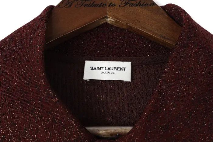 Saint Laurent Paris o1bcso1str0924 Long-Sleeved Polo Shirt in Shinny Bronze Size US XL / EU 56 / 4 - 6 Thumbnail