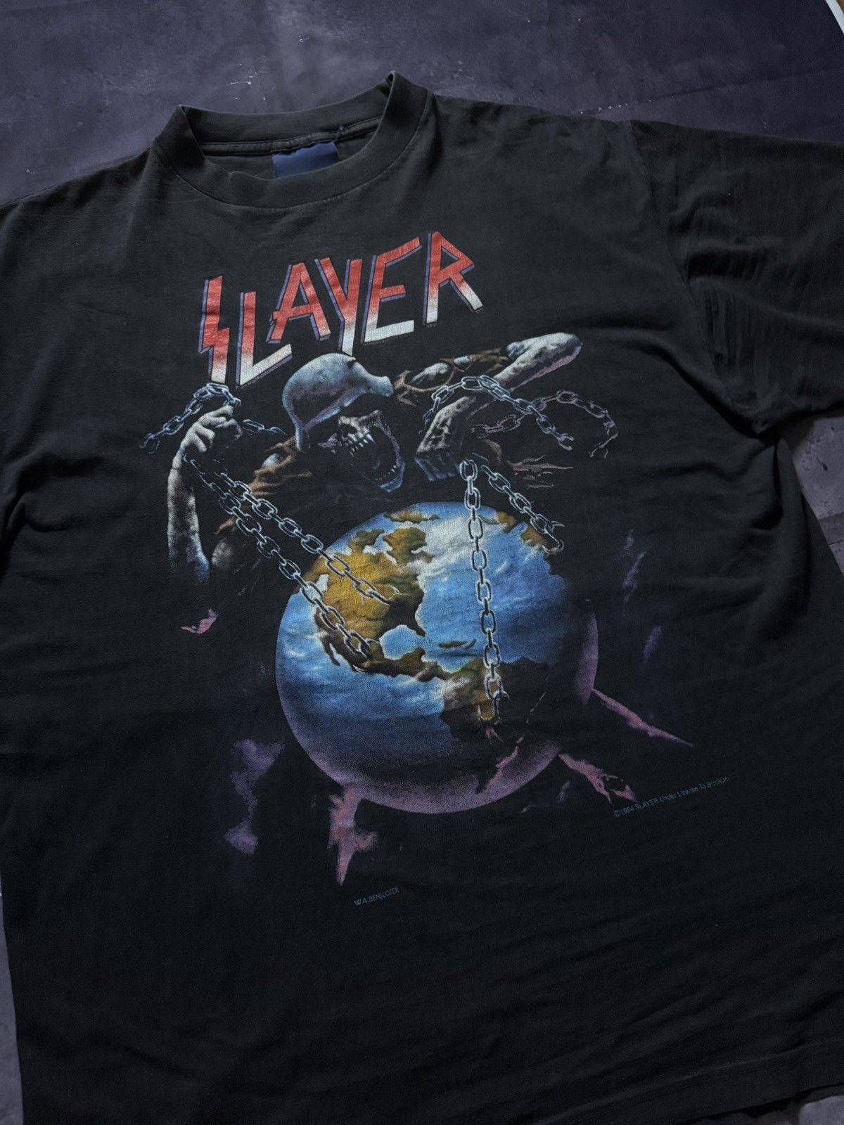 Slayer × Vintage Vintage rare Slayer 1994 merch “European intourvention”metal Size US M / EU 48-50 / 2 - 2 Thumbnail
