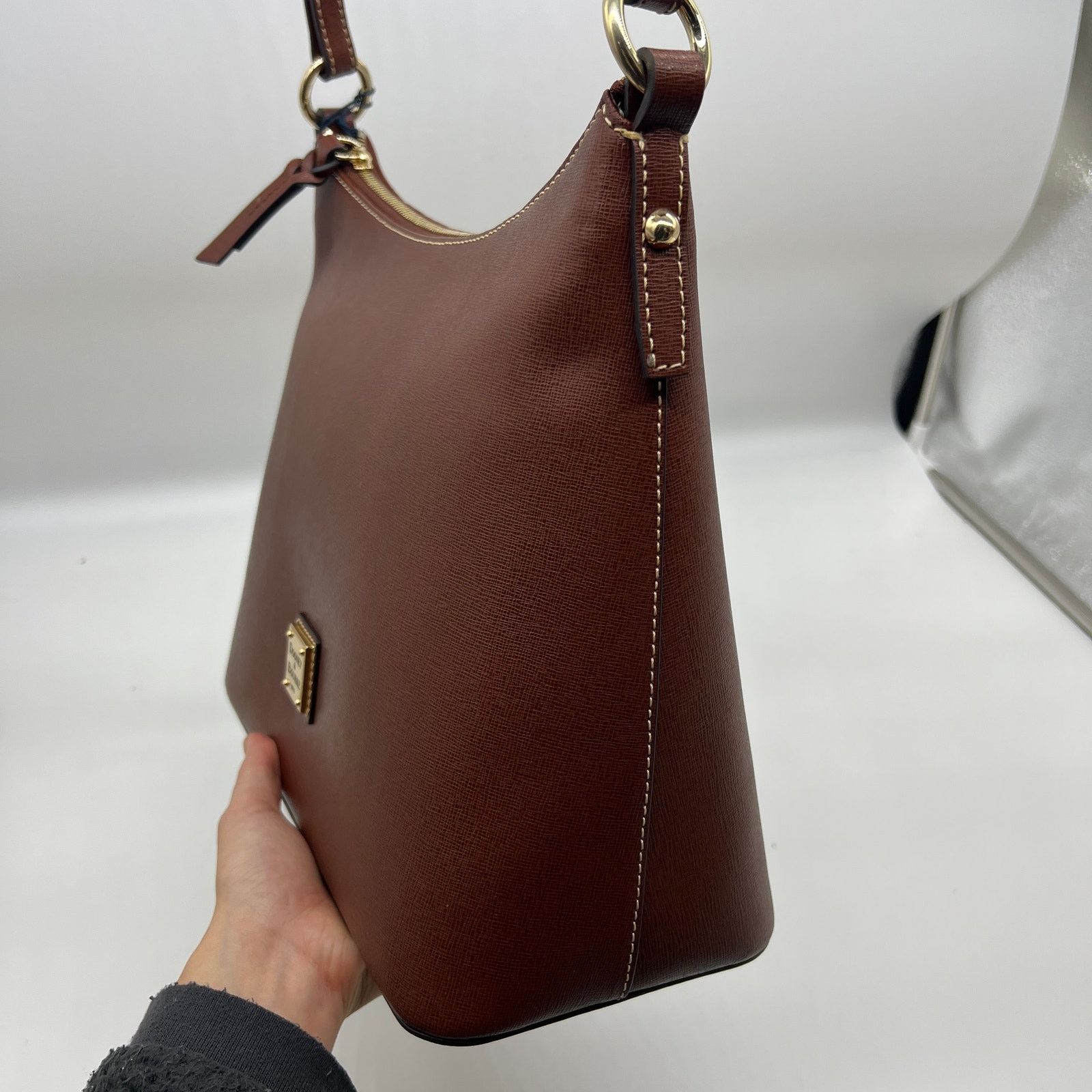 Dooney & Bourke Dooney & Bourke Saffiano Leather Hobo Handbags Amber Brown Size ONE SIZE - 4 Thumbnail