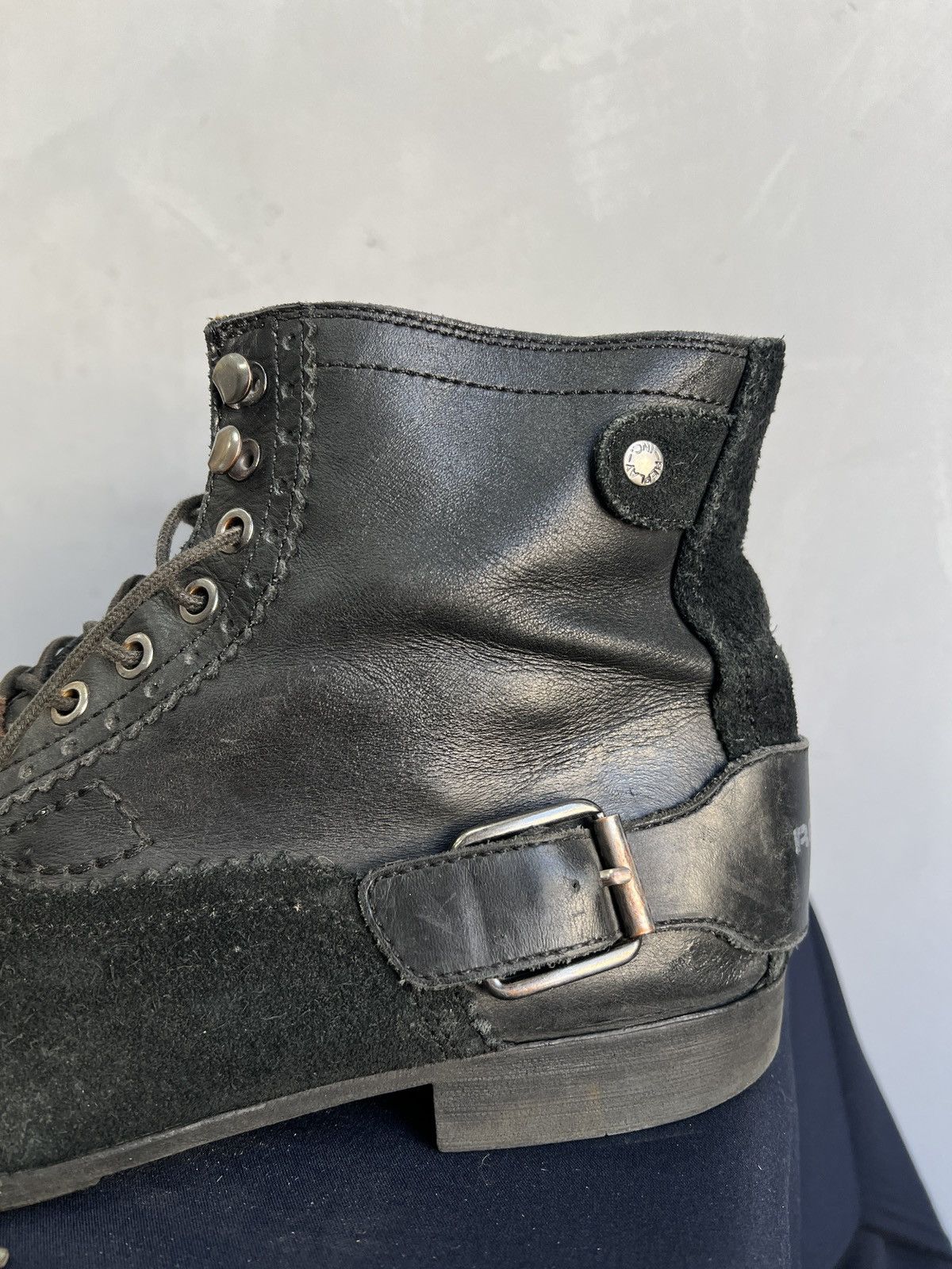 Replay Vintage bikkembergs style Black Distressed Combat Boots 90s Size US 10 / EU 43 - 7 Thumbnail