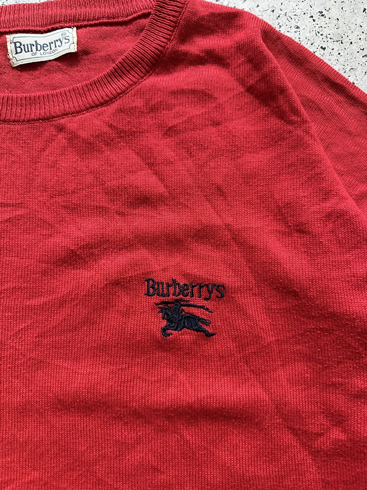 Burberry Vintage Burberrys London Wool Sweater Red Knitwear Y2K USA Size US XL / EU 56 / 4 - 3 Thumbnail