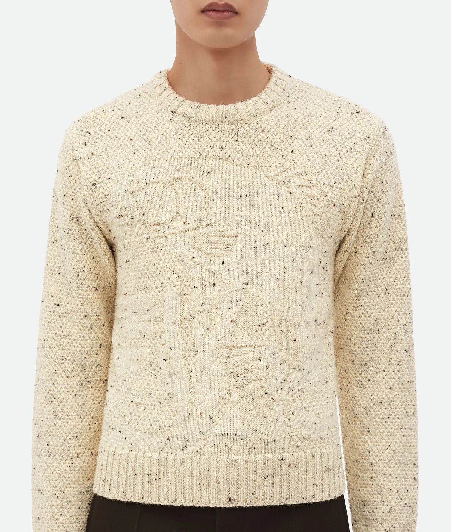 Bottega Veneta o1bcso1str0225 Graphic Fish Wool Sweater in Beige Size US L / EU 52-54 / 3 - 4 Thumbnail