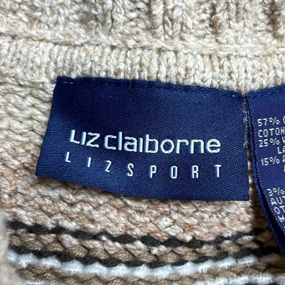 Vintage 90s Vintage Liz Claiborne Cozy Beige Cable Knit Cardigan Sha Size S / US 4 / IT 40 - 2 Thumbnail