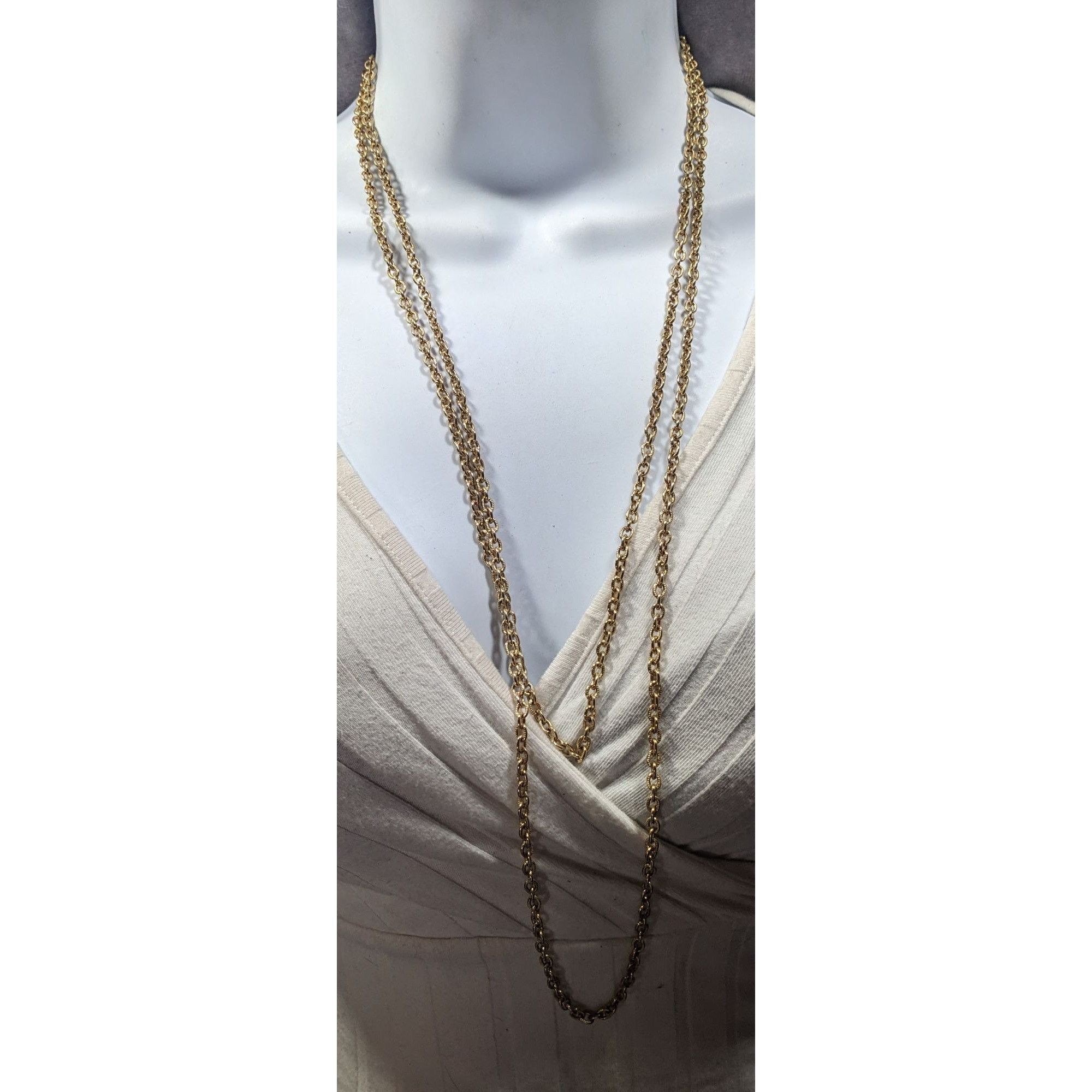 Other Vintage Crown Trifari Extra Long Gold Tone Chain Necklace Size ONE SIZE - 3 Thumbnail