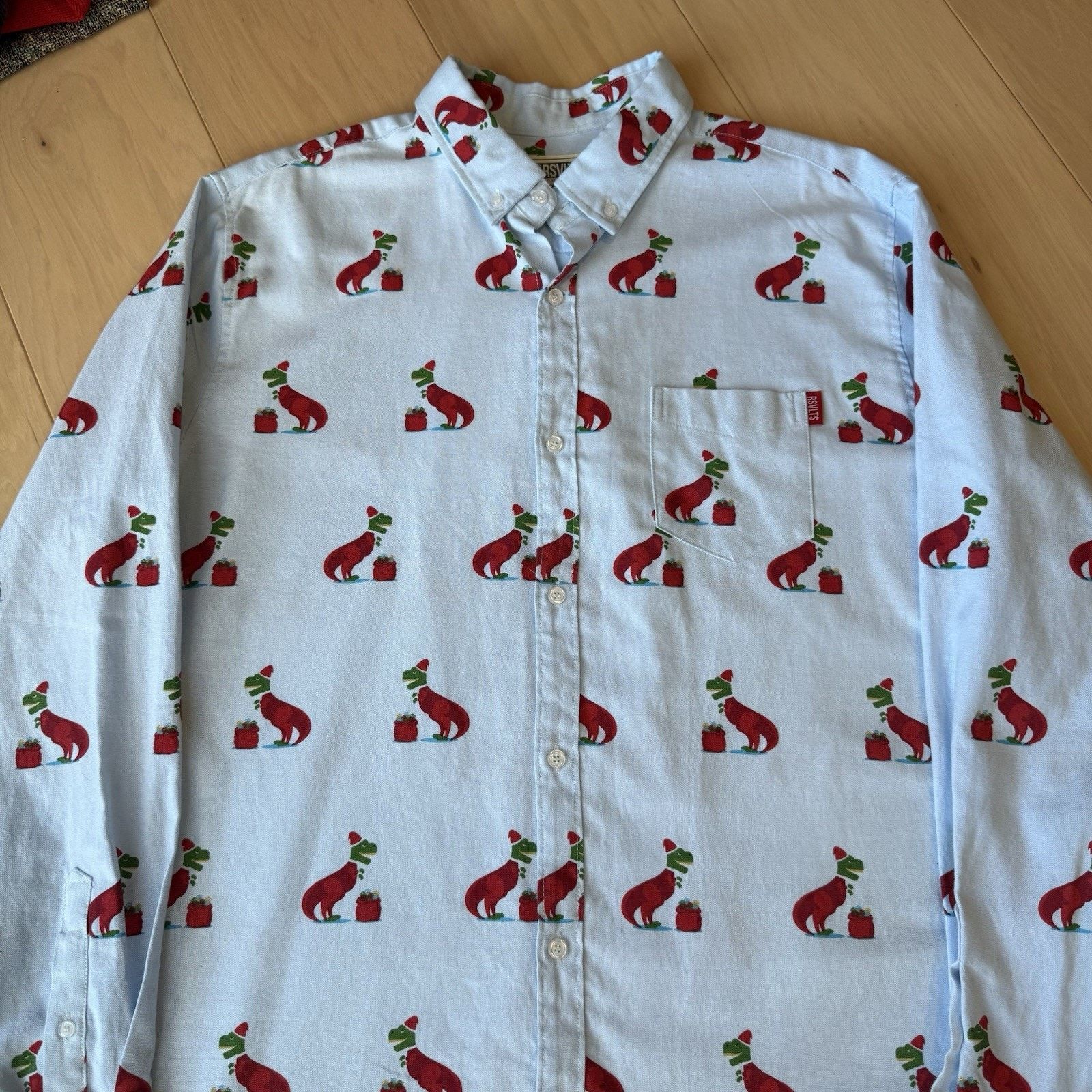 Taylor Stitch RSVLTS Christmas Shirt 2XL Blue Minimalist Oxford T Rex Fun Size US XXL / EU 58 / 5 - 3 Thumbnail