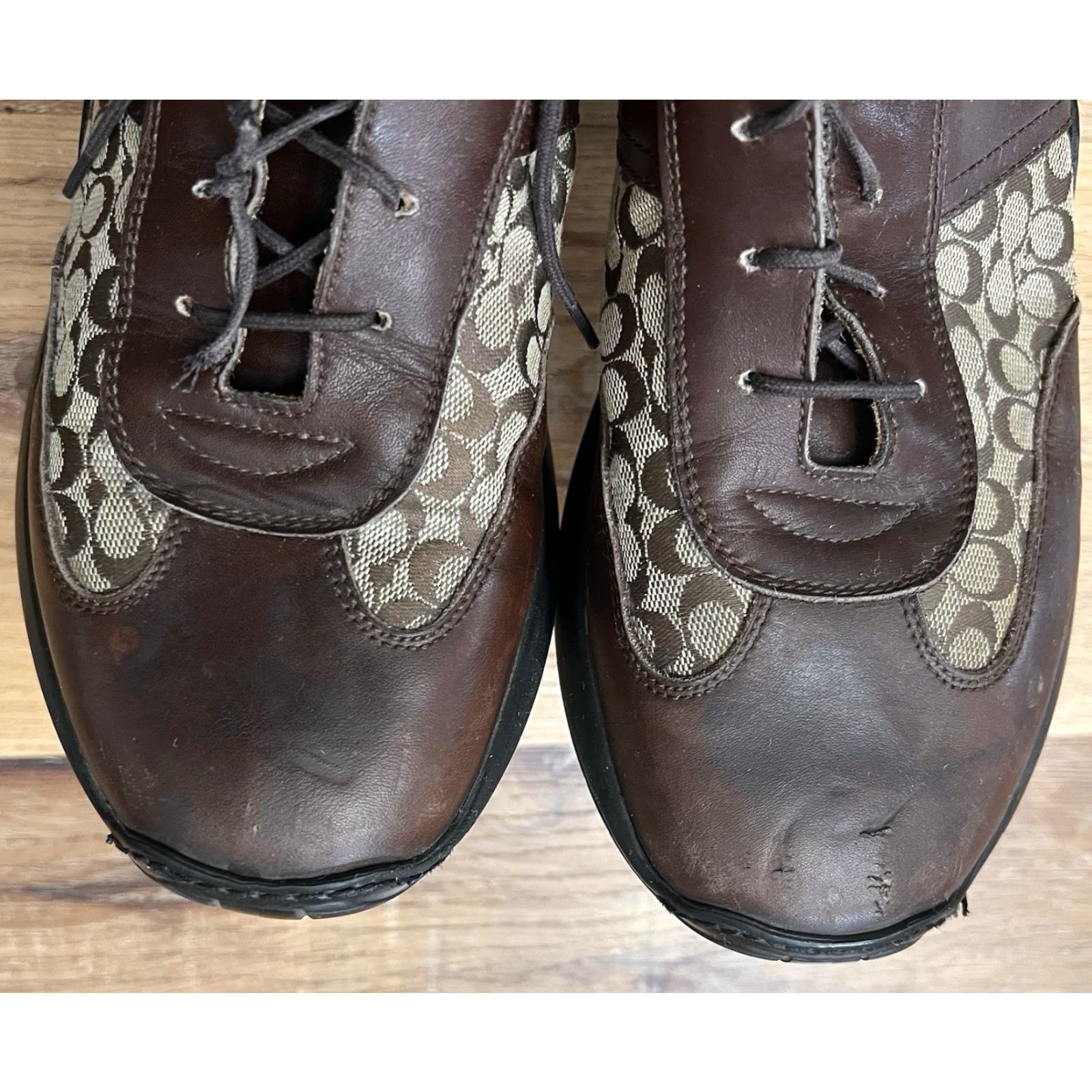 Coach VINTAGE Coach Men's Boots Monogram Leather Lace-up 10.5 D Brown Leather Pelham Rubber Sole Casual Workplace Shoes Mens Size US 11 / EU 44 - 5 Thumbnail