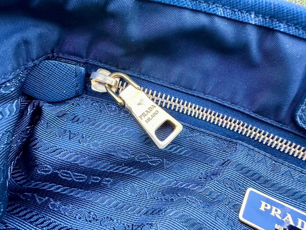 Prada Authentic Prada Bluette Tessuto Saffiano Shopping Tote Bag Size ONE SIZE - 12 Thumbnail
