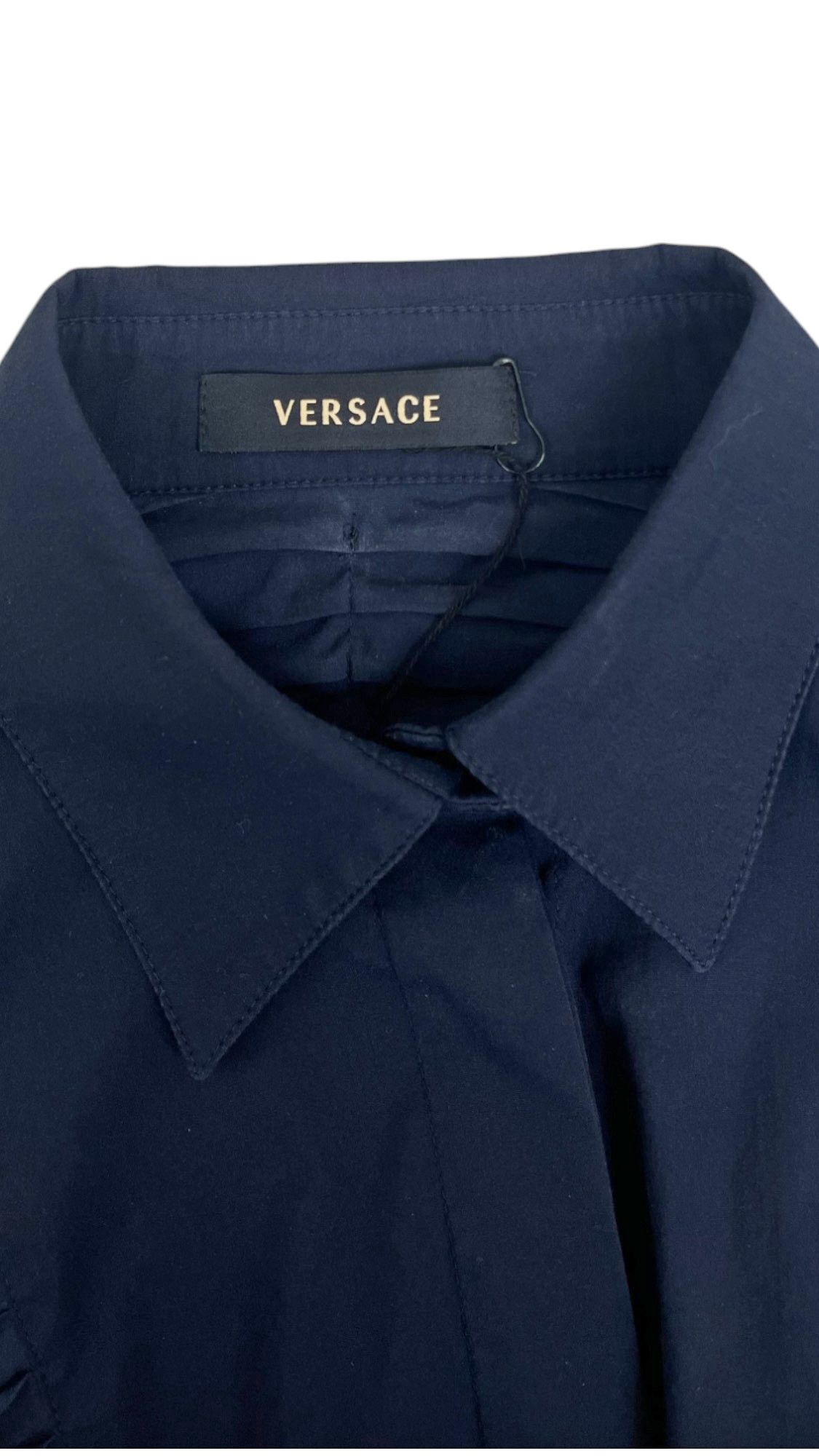 Versace by Donatella Blue Ruffle Shirt Size M / US 6-8 / IT 42-44 - 10 Thumbnail