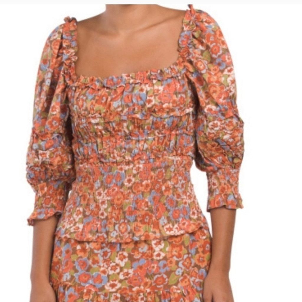 House of Harlow NWT House of Harlow 1960 floral smocked orange top sz M Size M / US 6-8 / IT 42-44 - 1 Thumbnail