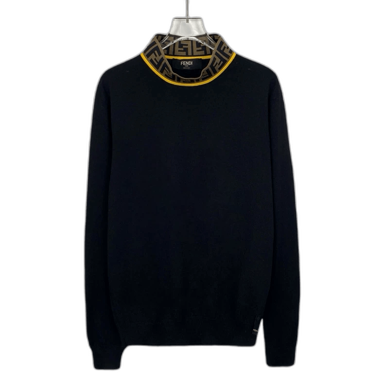 Fendi Fendi Black Logo Wool Long Sleeve Knit Sweater Size US M / EU 48-50 / 2 - 1 Thumbnail