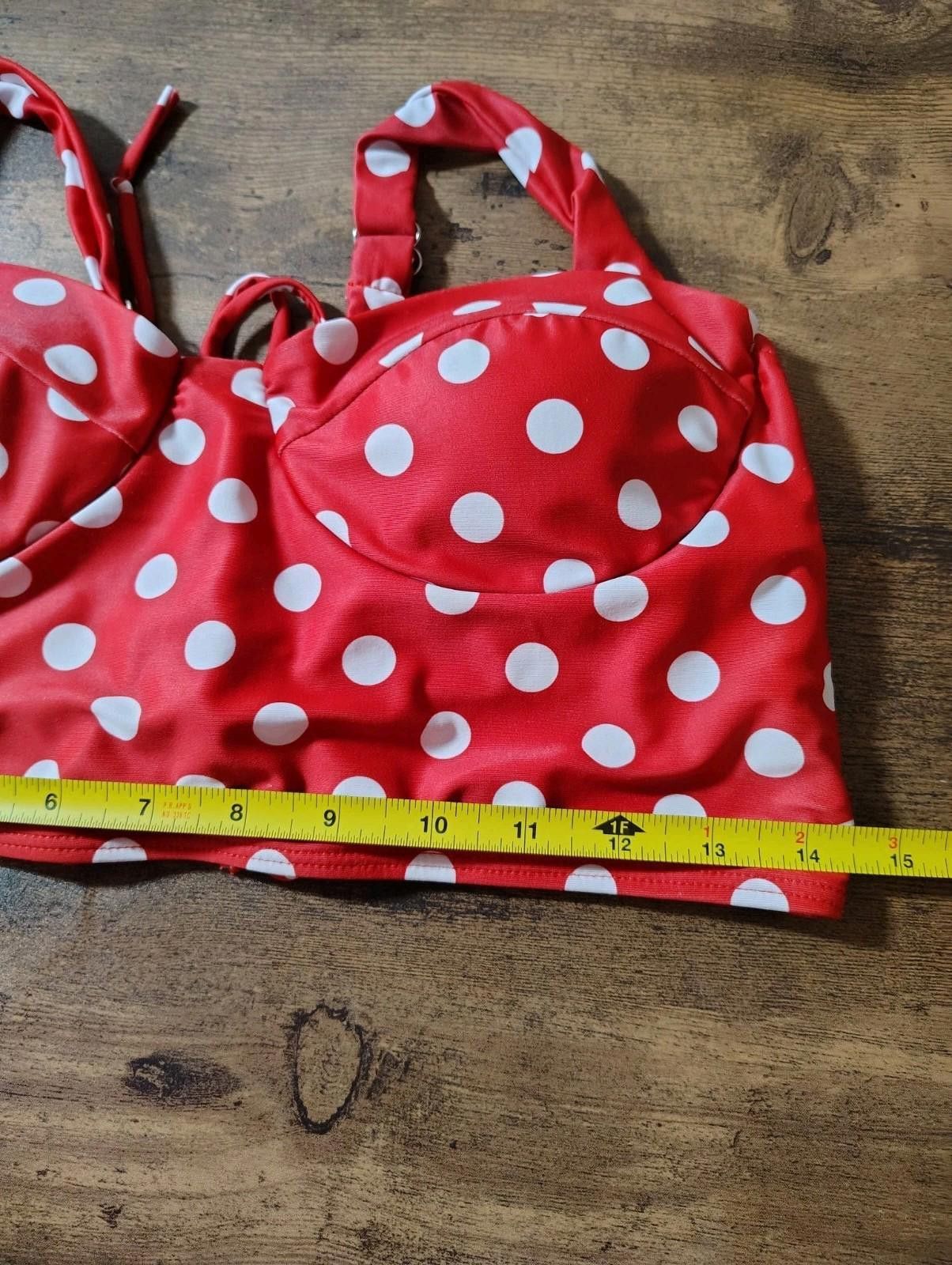 Designer Womens Bikini Top Polka Dots Adjustable Built In Bra Retro Size ONE SIZE - 5 Thumbnail
