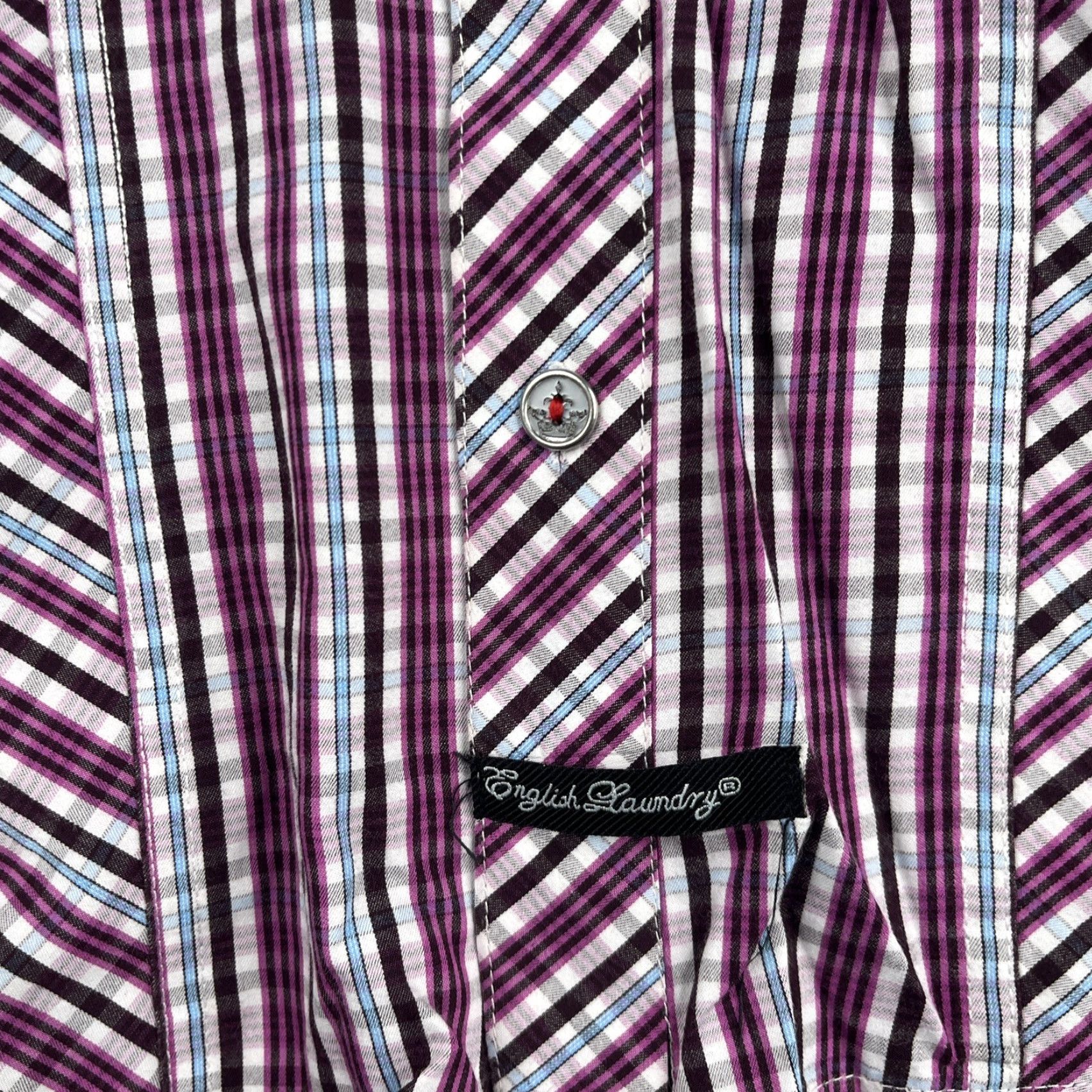 English Laundry English Laundry Shirt Large Purple Striped Flip Cuff Button Up Long Sleeve Mens Size US L / EU 52-54 / 3 - 3 Thumbnail