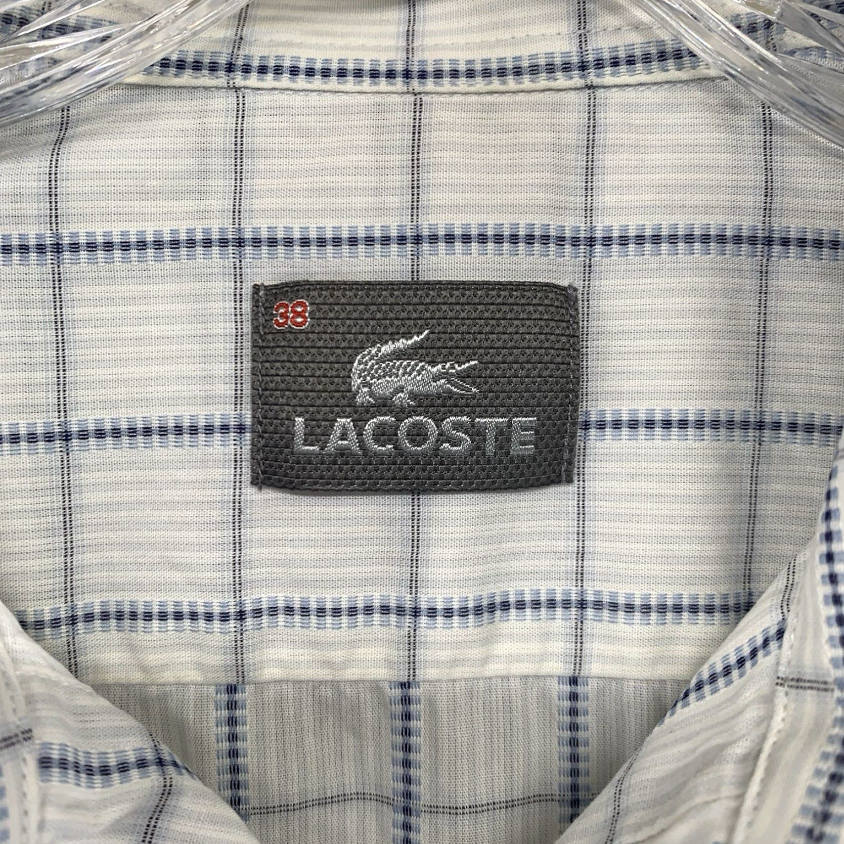 Lacoste Lacoste Men's Button-Up Shirt L White Plaid Crocodile Logo All Cotton Regular Fit Long Sleeve Size US L / EU 52-54 / 3 - 5 Thumbnail