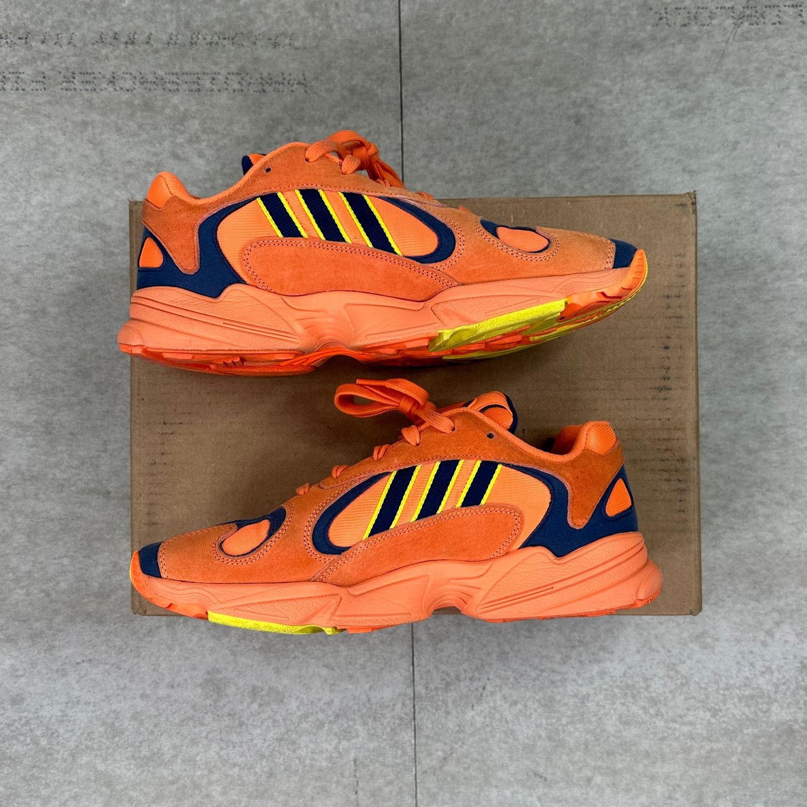 Adidas Yung Hi Res Orange Low Top Shoes Navy Blue Mens 10