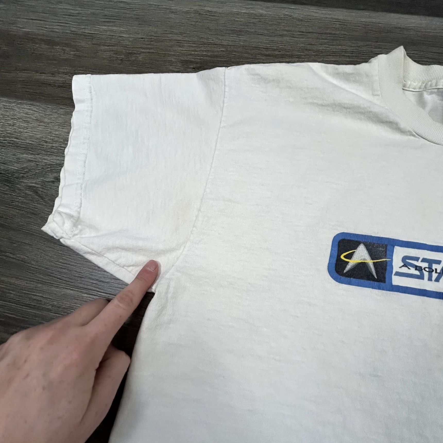 Delta VINTAGE Star Trek Shirt Mens L White Graphic 1999 Millennium Earth Tour Delta Pro Weight Crew Neck Short Sleeve Size US L / EU 52-54 / 3 - 7 Thumbnail