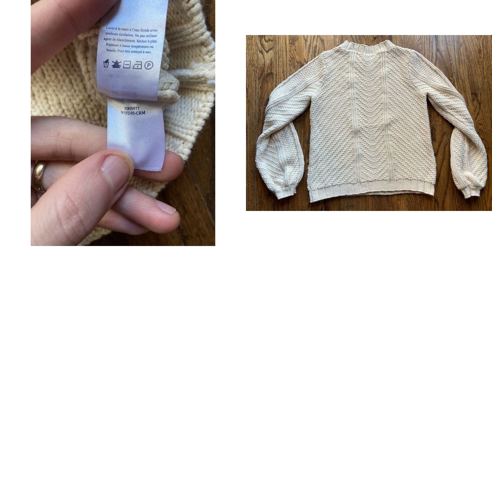 Faherty Faherty Sweater Womens Size S Becket Cream Cable-Knit Cotton Blend Raglan Sleeve Crew Neck Pullover Size S / US 4 / IT 40 - 8 Thumbnail