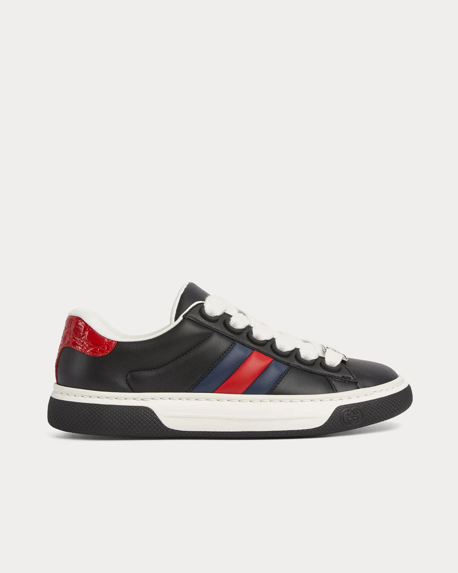 Gucci o1loc1c0226 Women's Gucci Ace Trainer With Web in Black Size US 6 / IT 36 - 1 Thumbnail