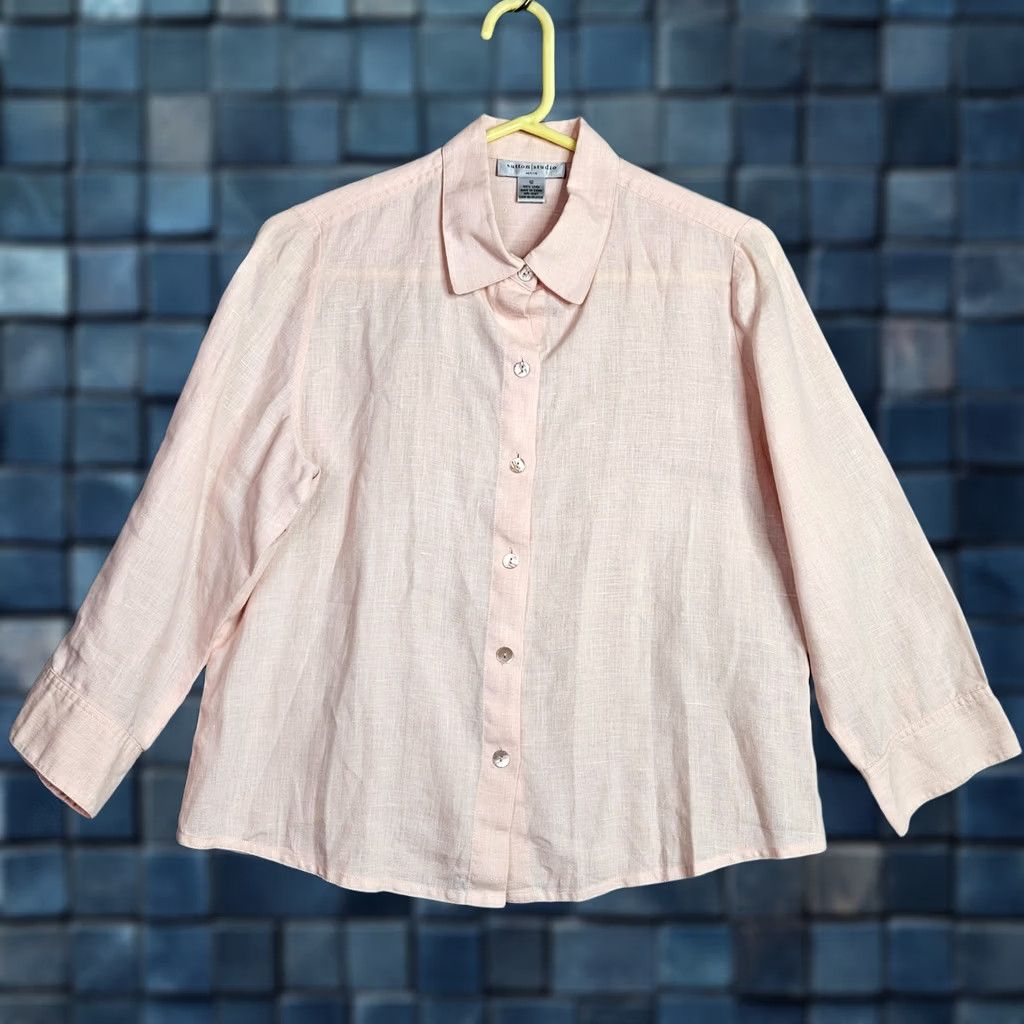 Vintage Sutton Studio Blouse Shirt Linen Light Pink Button Up Size 12 Women Regular XS? Size XL / US 12-14 / IT 48-50 - 1 Thumbnail