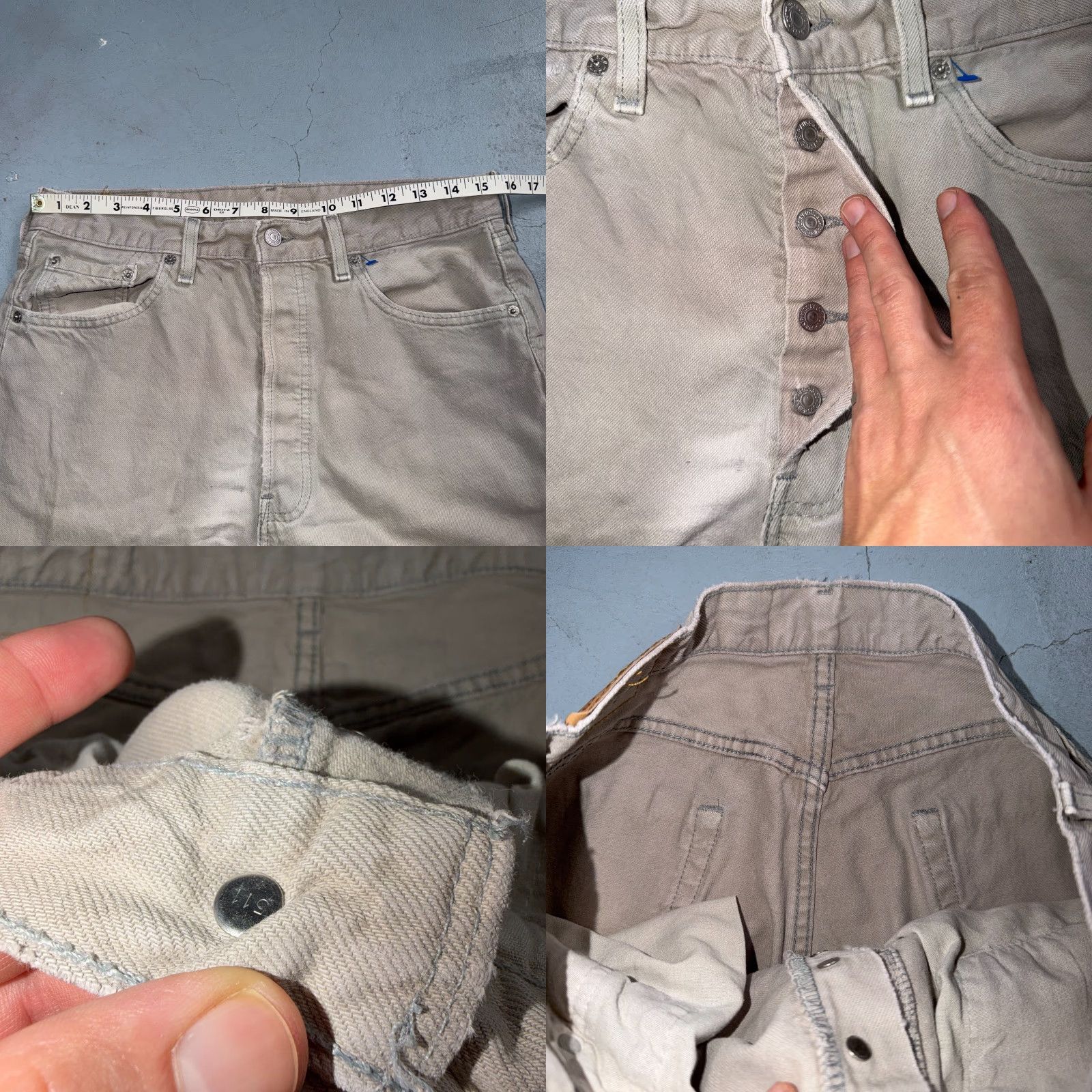 Levi's VINTAGE Levi's 501 Jeans Beard USA 90s - Light Wash Beige Straight Leg 34x32 Men Regular Mid Rise 5-Pocket Denim Button Fly Size US 34 / EU 50 - 8 Thumbnail
