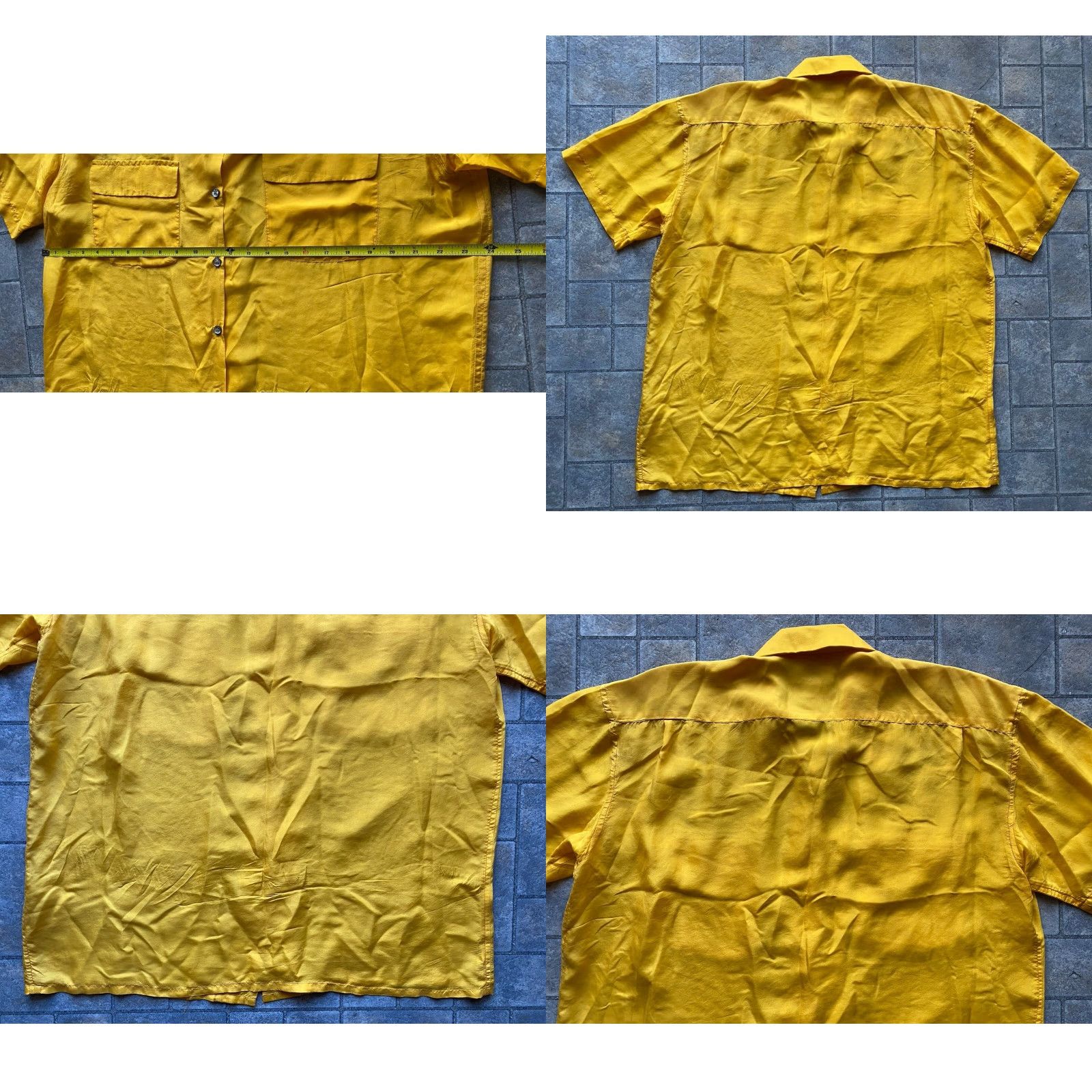 Vintage BUMP Shirt Button-Up Silk Yellow L Mens Short Sleeve 100% Authentic Style Bump Button Shirt Size US L / EU 52-54 / 3 - 8 Thumbnail