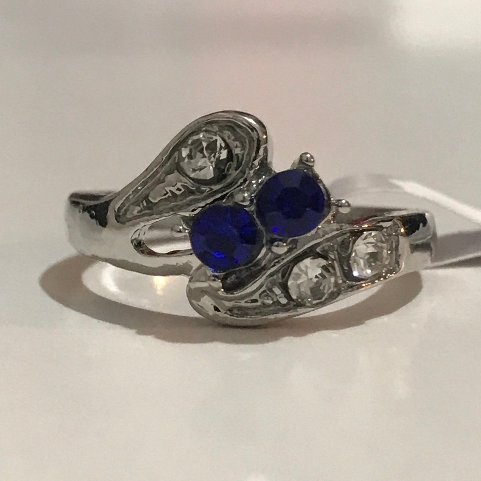 Other Adorable Blue Rhinestones Ring With Silver Tone Size 8.5 Size ONE SIZE - 1 Thumbnail