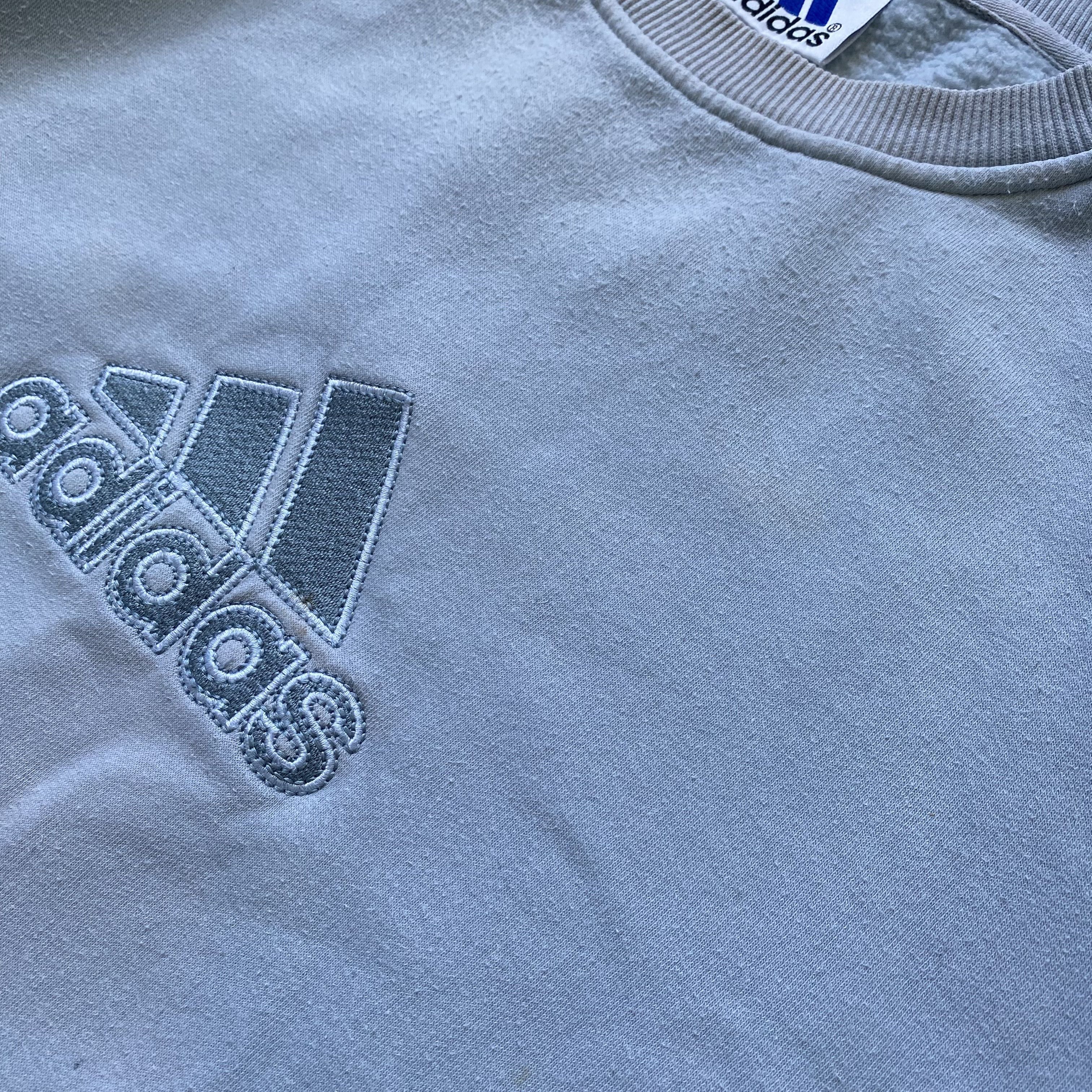 Adidas 🩶 Vintage 90s Adidas Center logo boxy sweatshirt Trashed Size US L / EU 52-54 / 3 - 10 Thumbnail