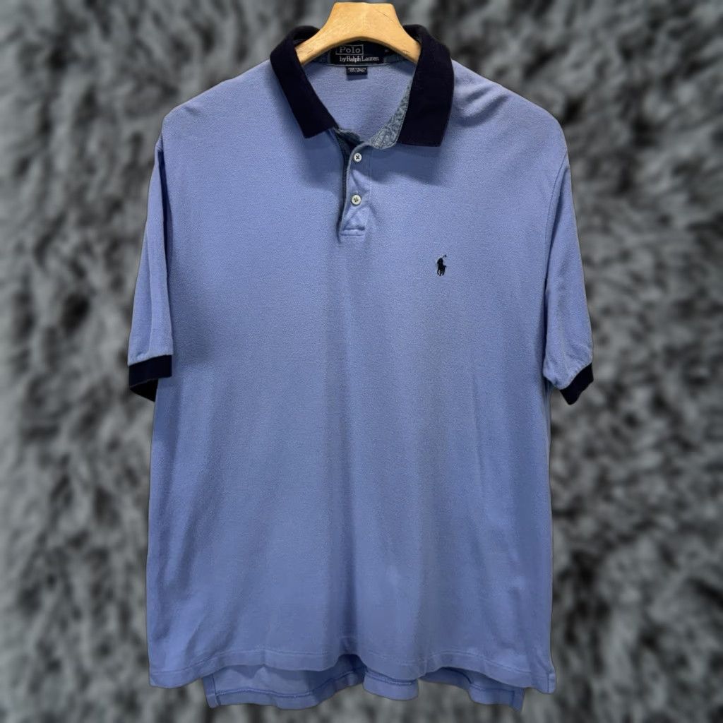 Polo Ralph Lauren VINTAGE Polo Ralph Lauren Polo Shirt Mens XL Blue Navy Pony Short Sleeve Collared 100% Cotton Size US XL / EU 56 / 4 - 1 Thumbnail