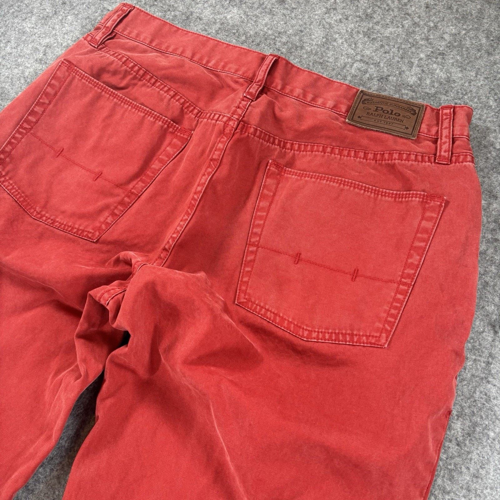Polo Ralph Lauren Polo Ralph Lauren Red Dungarees Pants 35x32 Straight Leg Size US 35 - 8 Thumbnail