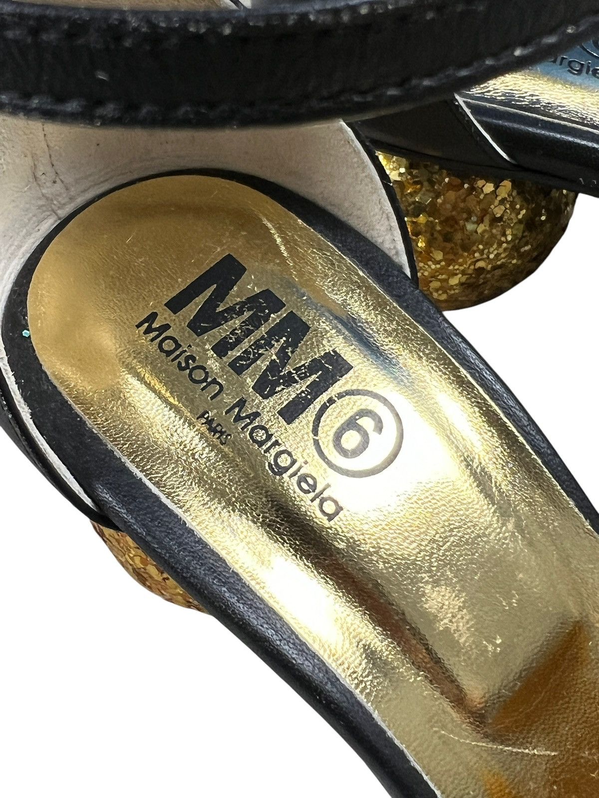 Maison Margiela Maison Margiela MM6 Black Leather Glitter Ball Heels Size US 7 / IT 37 - 9 Thumbnail