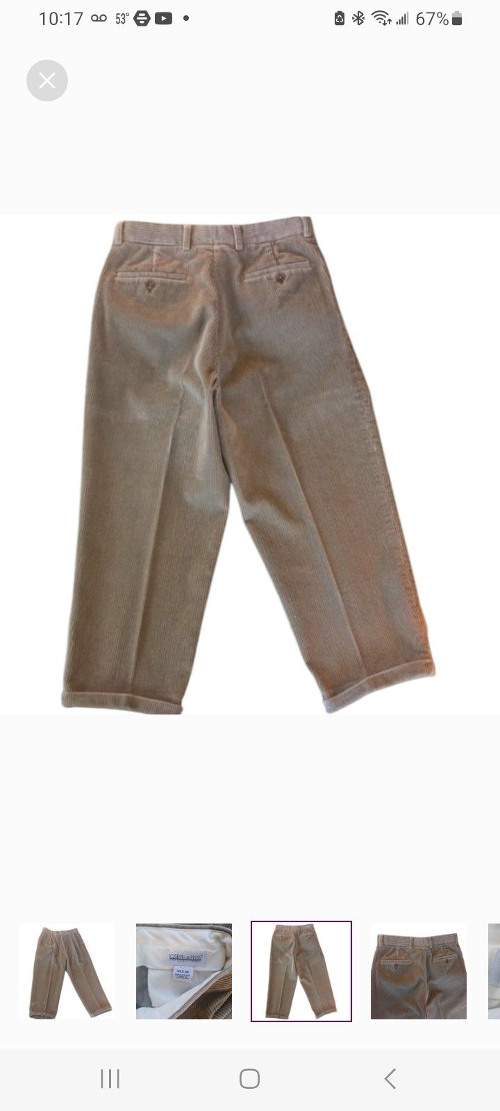 Joseph & Feiss JOSEPH & FEISS Men's Tan Corduroy Pants Size US 32 / EU 48 - 3 Thumbnail