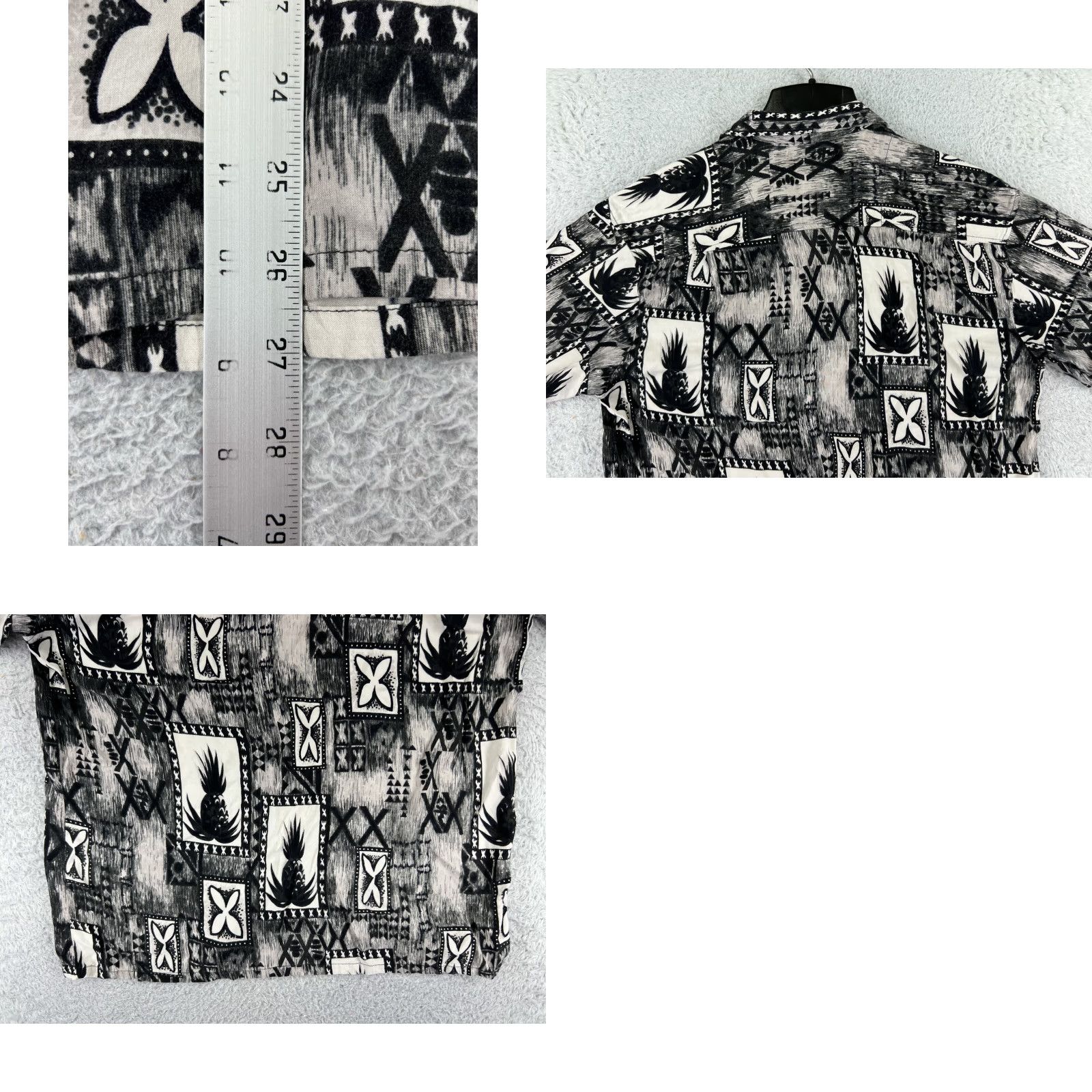 Vintage Pacific Scene Shirt Men L Black Pineapple Floral Print Hawaiian Button-Up Short Sleeve Size US L / EU 52-54 / 3 - 9 Thumbnail