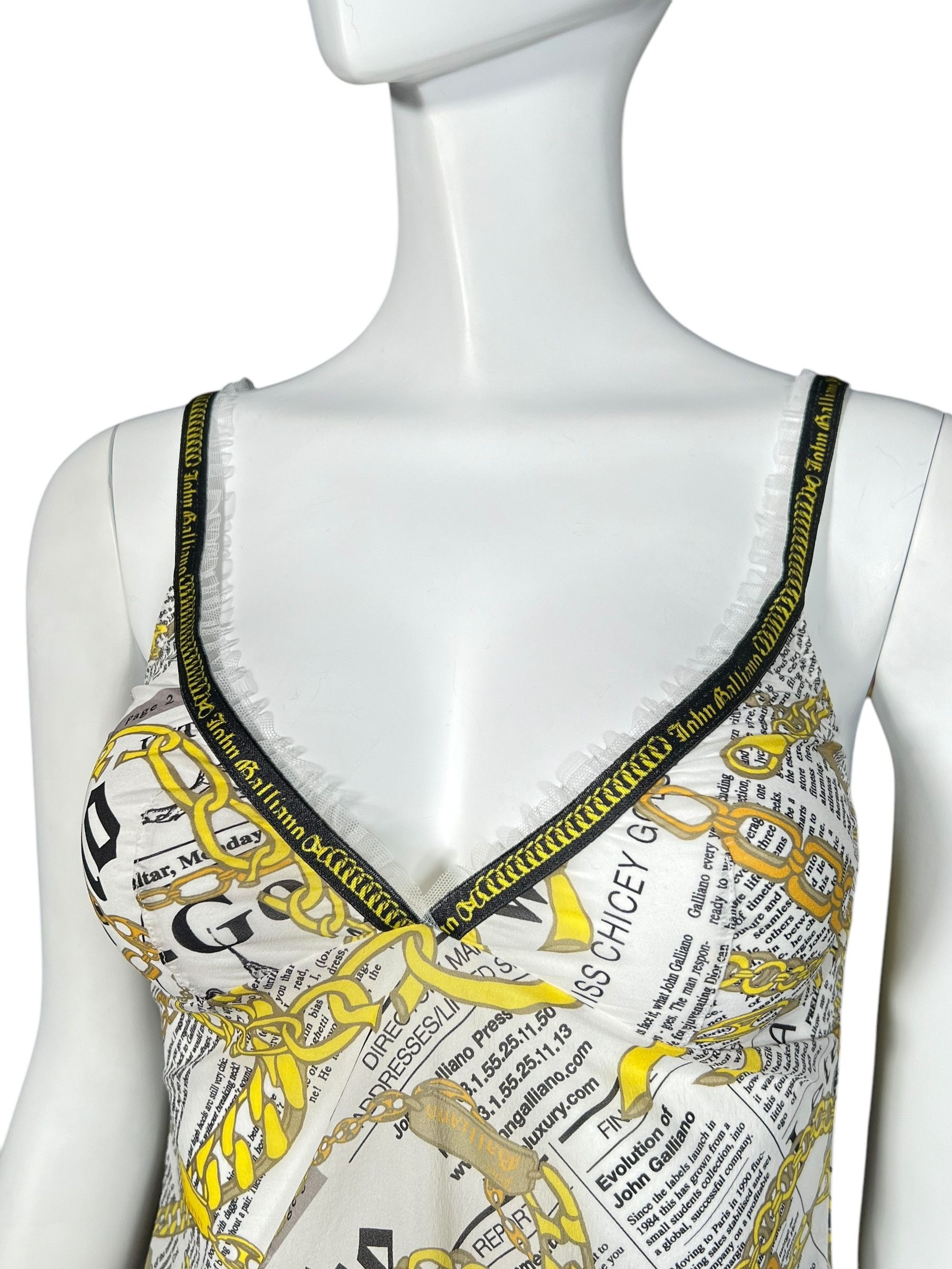 John Galliano John Galliano 2000s Newspaper Chain Slip Dress Size L / US 10 / IT 46 - 5 Thumbnail