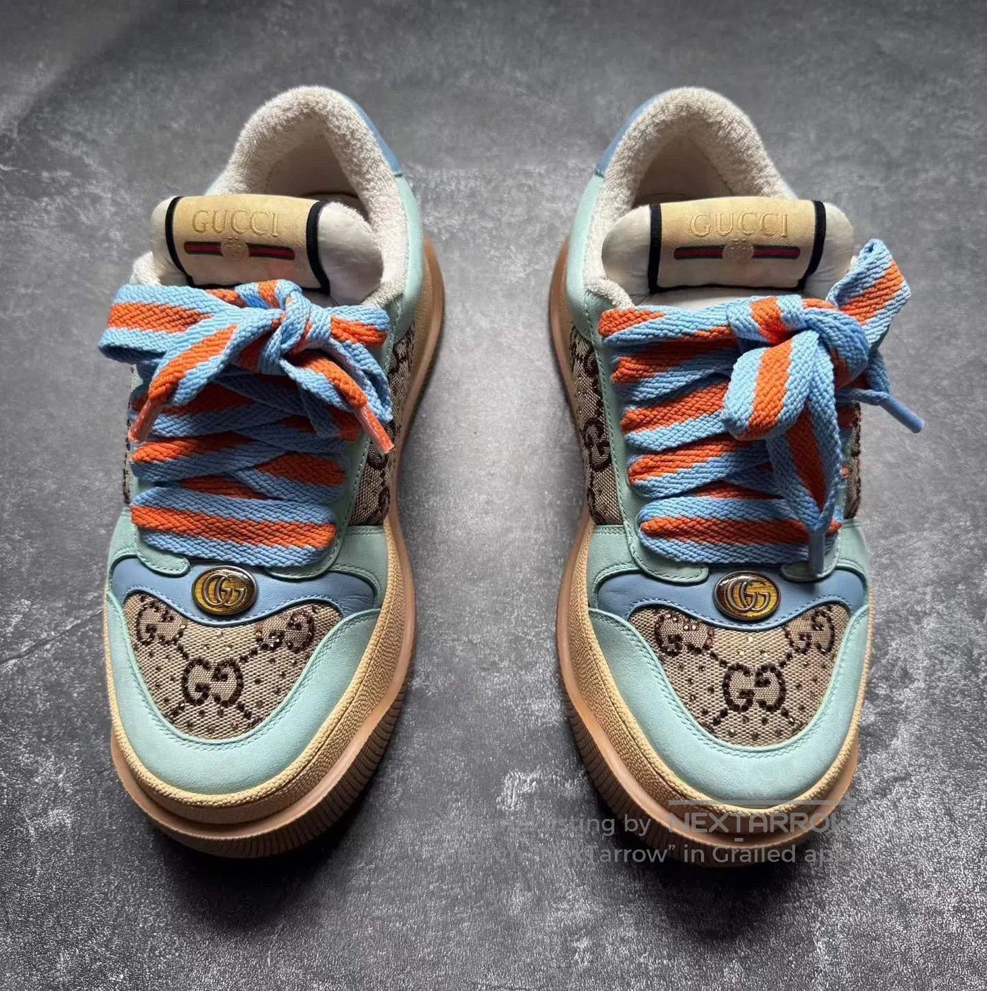 Gucci Gucci Platform Distressed Sneakers Brown Blue. Size US 4.5 / IT 34.5 - 2 Thumbnail