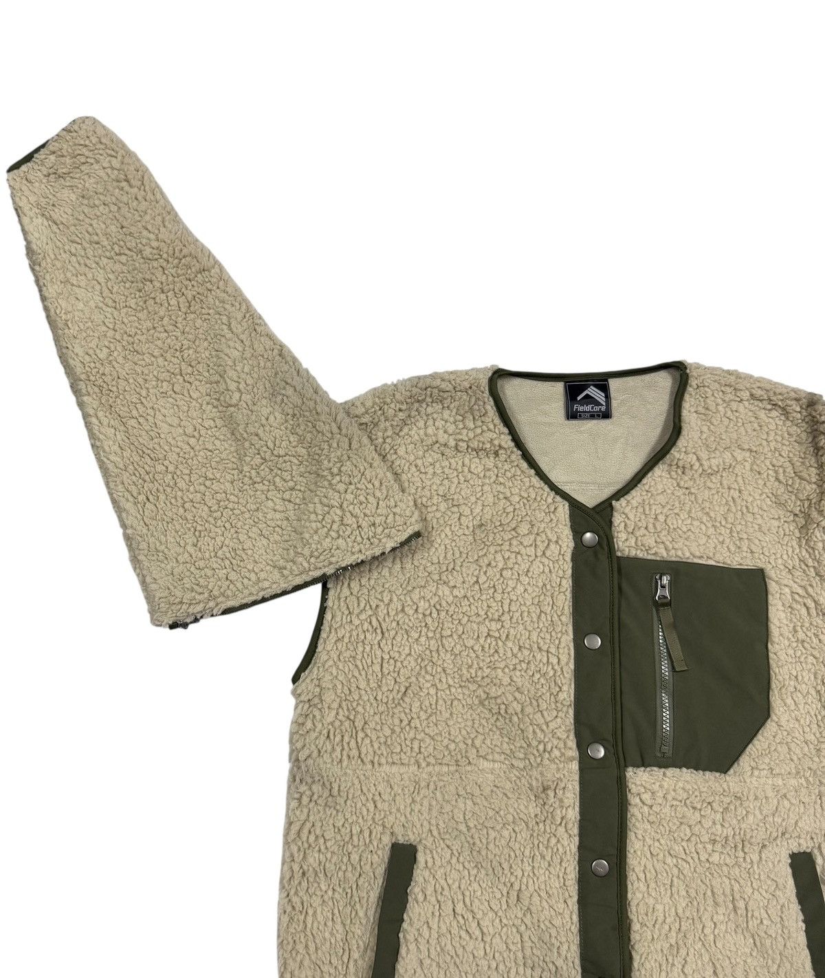 Japanese Brand Fieldcore Wool Boa Fleece Field Cardigan Remover Sleeve Size US L / EU 52-54 / 3 - 9 Thumbnail