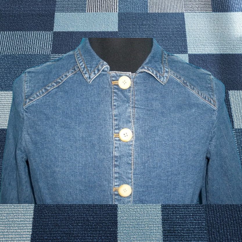 Coldwater Creek VINTAGE Coldwater Creek Denim Blue Jean Jacket Button Up Women's P14 Petite Long Sleeve Solid 90s Classic Outdoor Denim Jacket Womens Size 36" / US 14 / IT 50 - 1 Thumbnail