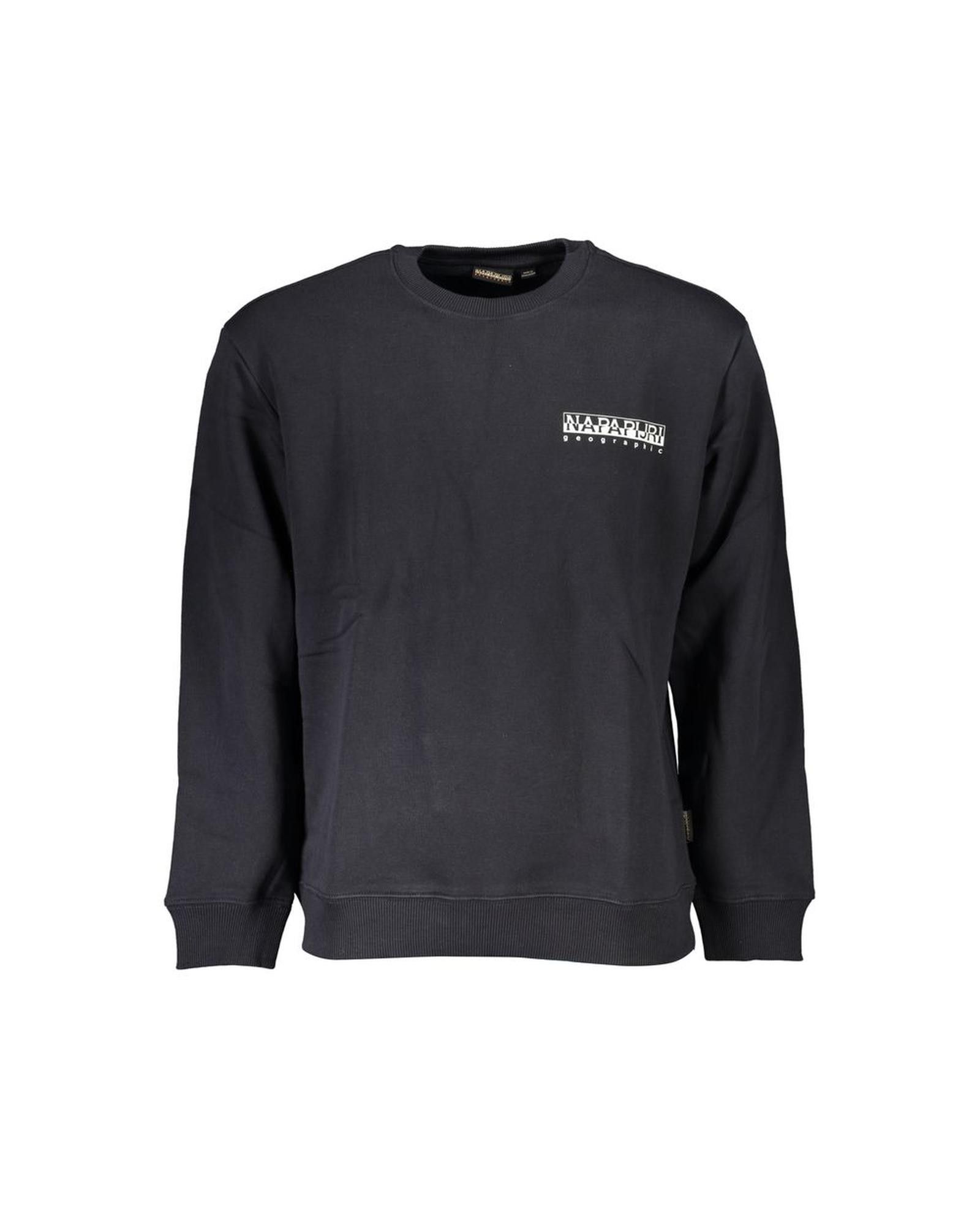 image of Napapijri Loose Fit Cotton Sweater With Logo Print in Black, Men's (Size Large)