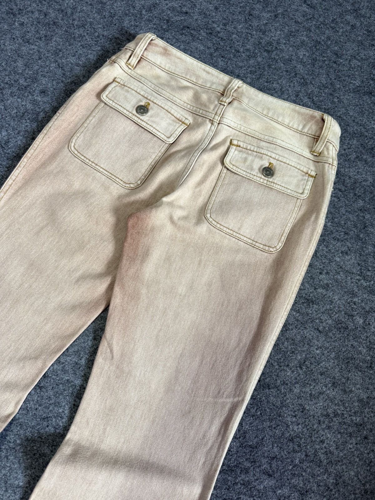 Hysteric Glamour Pink House Deconstructed Boho Appliqué Flared Jeans Size US 27 - 11 Thumbnail