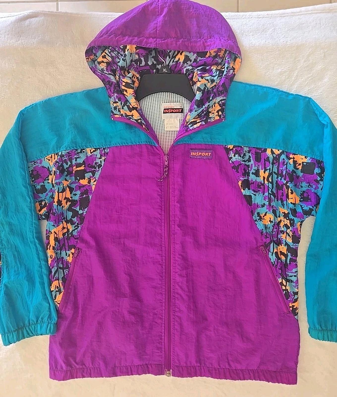 Other Vintage Insport Windbreaker Jacket Hooded Women's M 80s Size M / US 6-8 / IT 42-44 - 1 Thumbnail