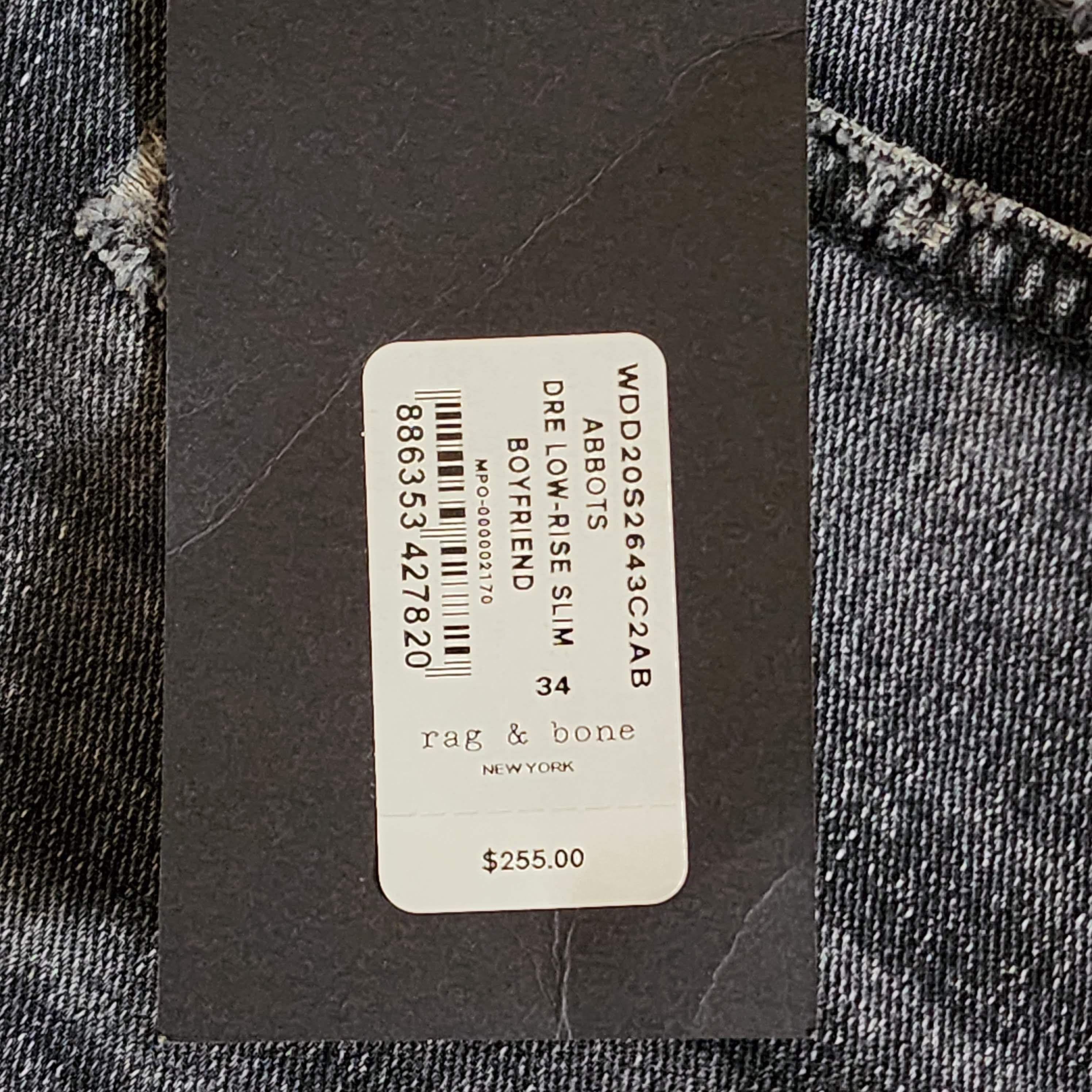 Rag & Bone NWT ABBOTS DRE Low-rise Slim Boyfriend Jeans Size 34" / US 12 / IT 48 - 6 Thumbnail
