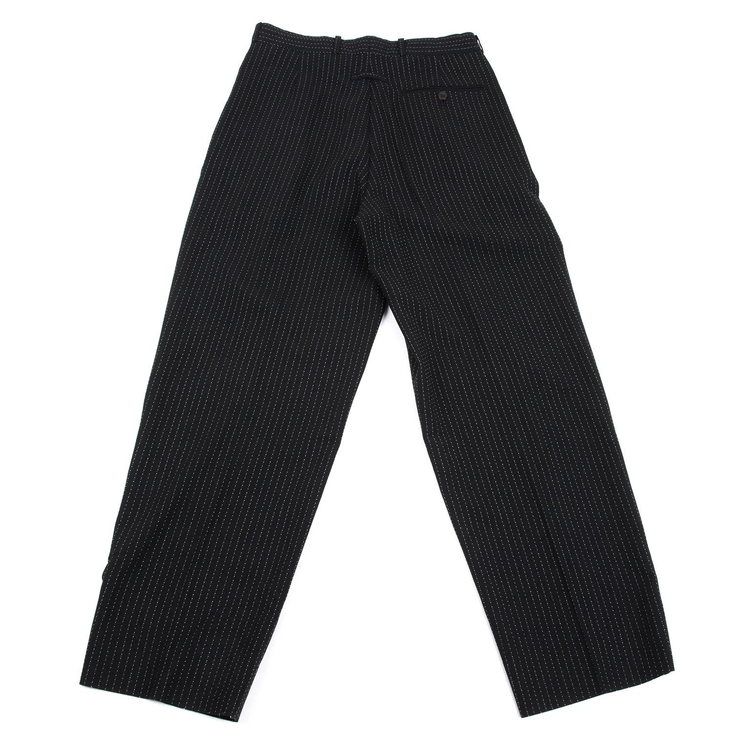 Jean Paul Gaultier Wool Stitch Stripe Tuck Pants in Black and Off-White Size US 32 / EU 48 - 9 Thumbnail