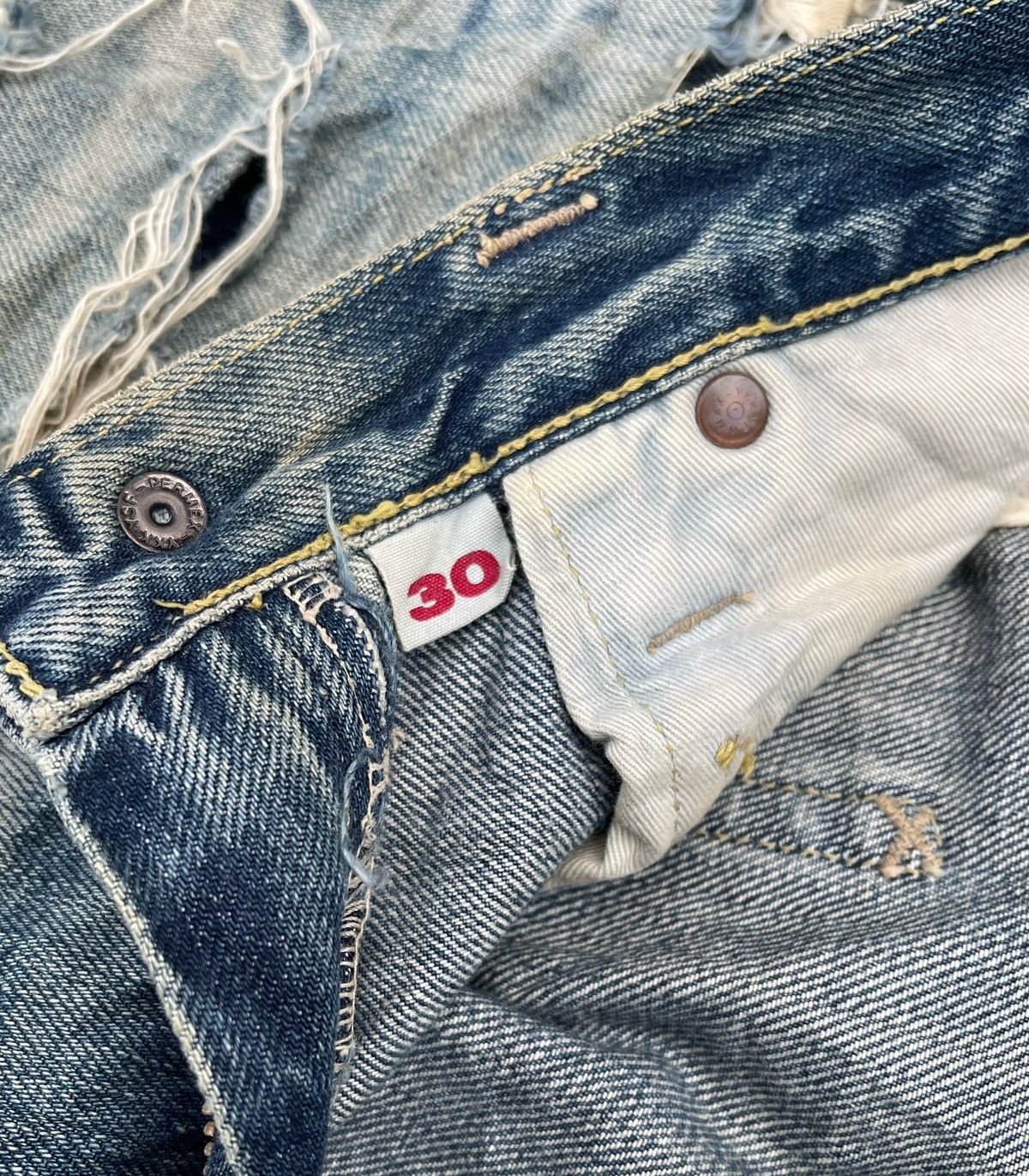 Blue Blue Japan 🔥Vtg 70's Blue Blue Japan Pure Indigo Distressed Denim Pants Size US 32 / EU 48 - 16 Thumbnail