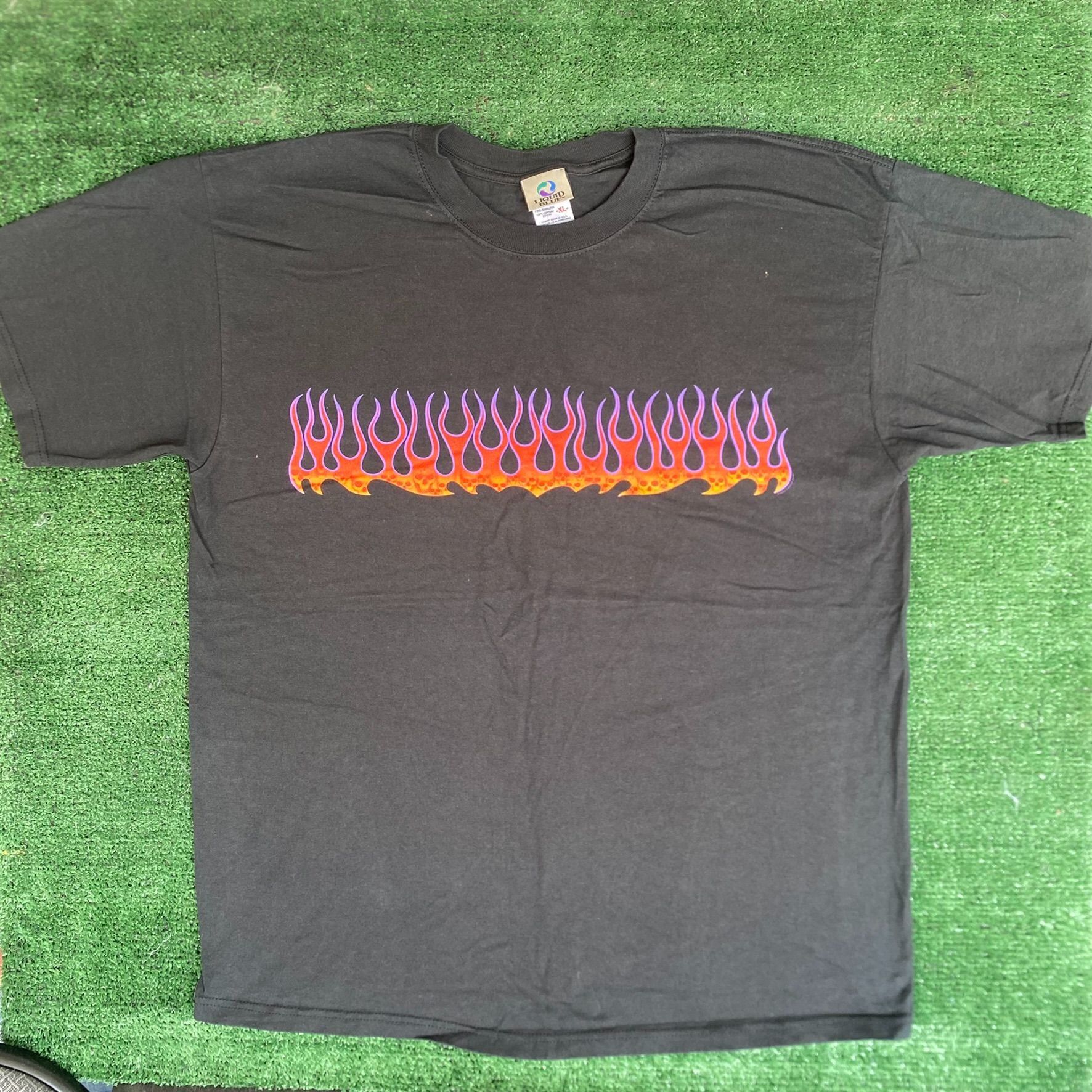 Liquid Blue Vintage 90s Flame Skull Shirt Liquid Blue Fire Goth Punk Tee Size US XL / EU 56 / 4 - 1 Thumbnail