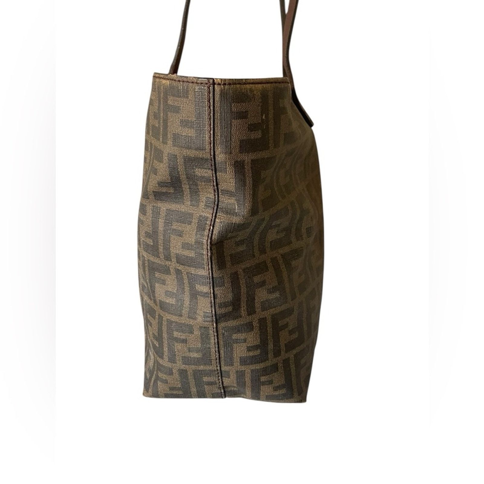 Fendi Fendi Tobacco Zucca Coated Canvas Large Roll Tote Size ONE SIZE - 8 Thumbnail