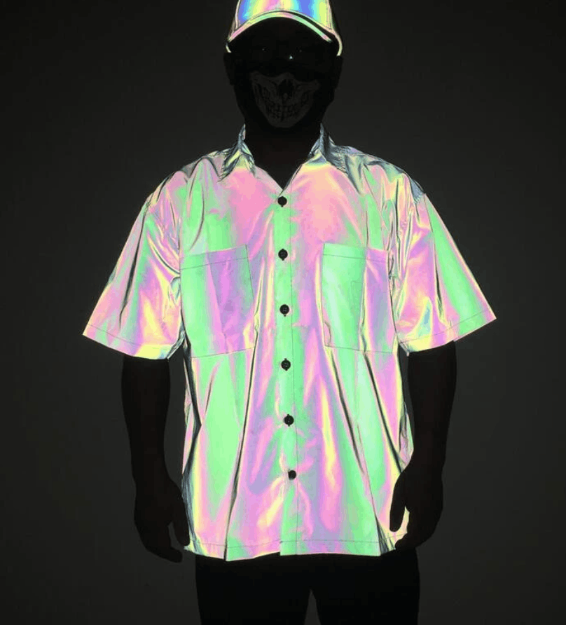 Designer Holographic Rainbow Reflective Mens Shirt Size US M / EU 48-50 / 2 - 1 Thumbnail