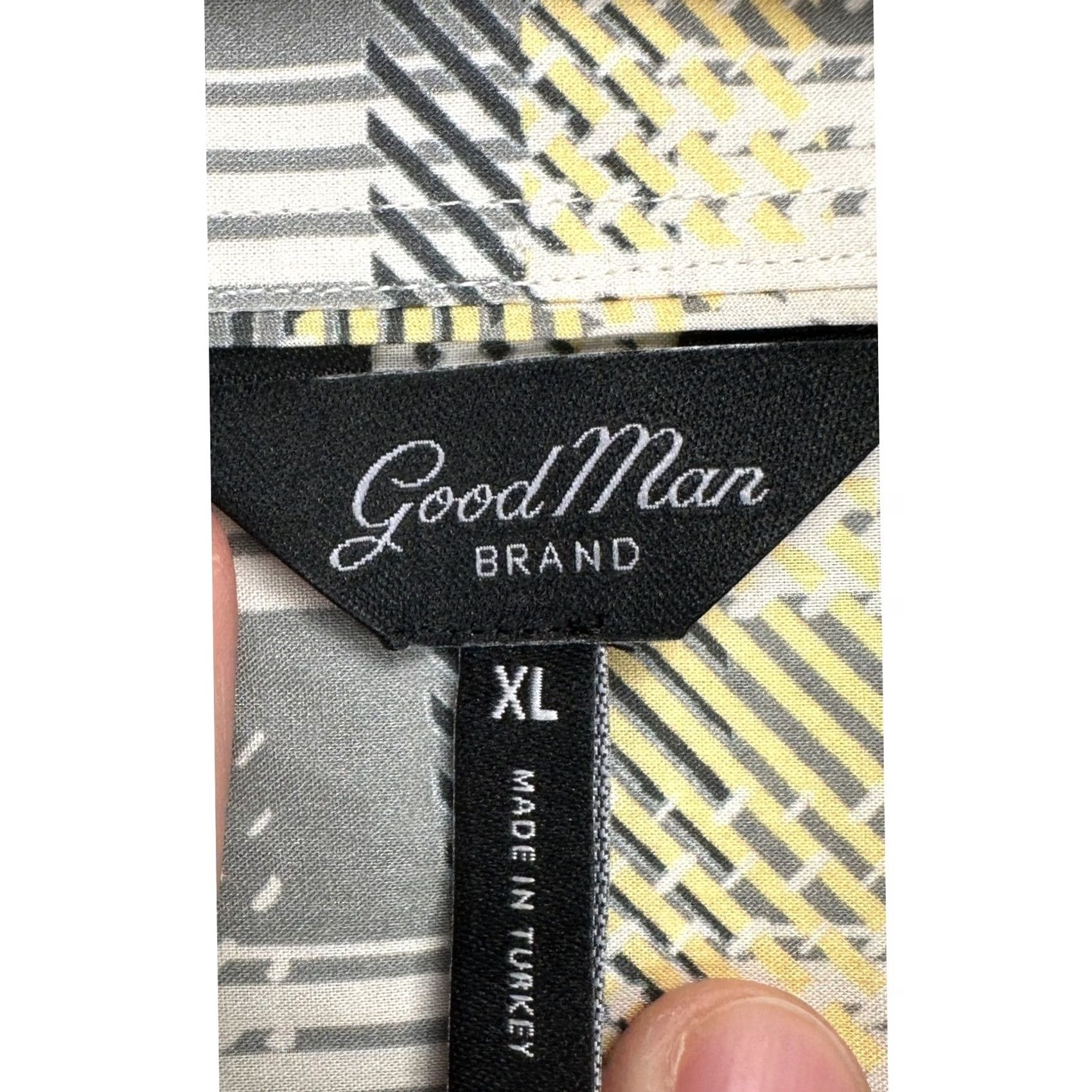 J Brand Goodman Brand Adult Men Button Up Shirt XL Gray Yellow Plaid Short Sleeve Casual Size US XL / EU 56 / 4 - 3 Thumbnail