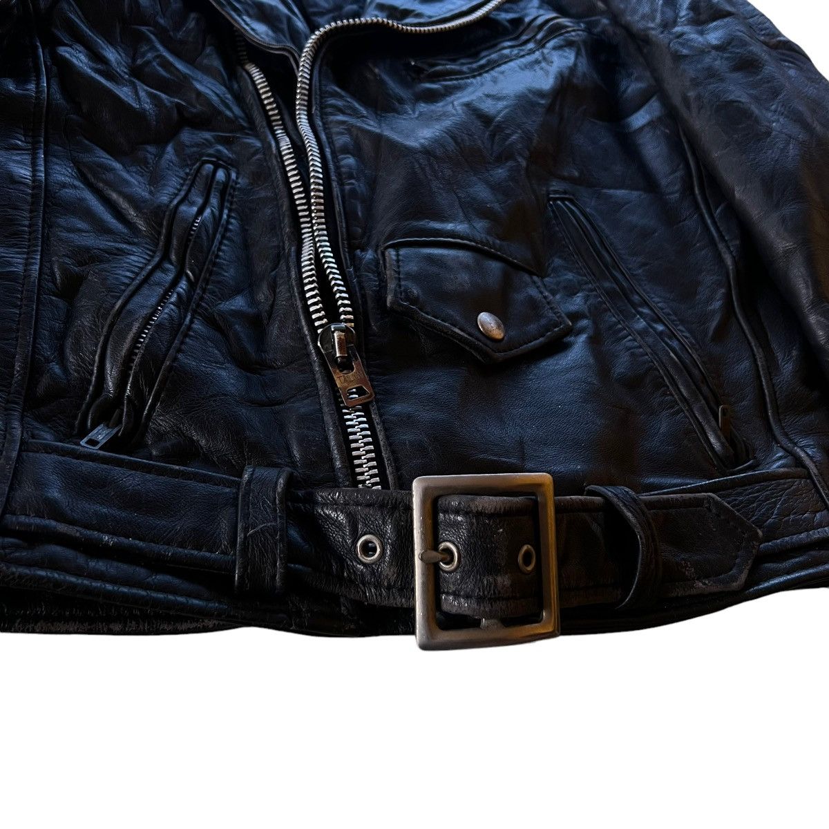 Vintage 🔥VTG LEATHER BIKER JACKET DOUBLE BREAST PROTECH APPAREL Size US M / EU 48-50 / 2 - 13 Thumbnail