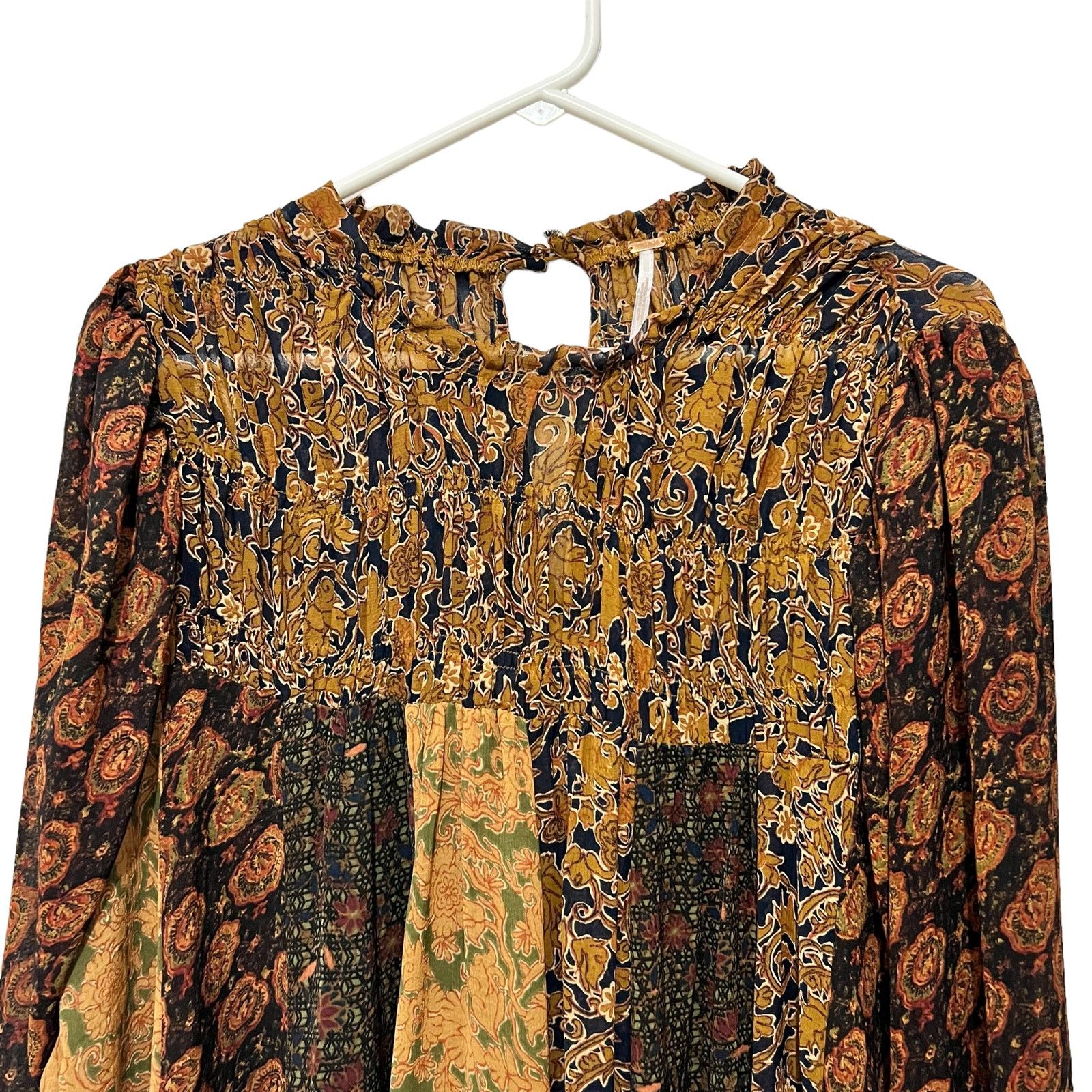Free People Free People Merrie Mix Print Tunic Fall Colors Smocked SM Size S / US 4 / IT 40 - 7 Thumbnail
