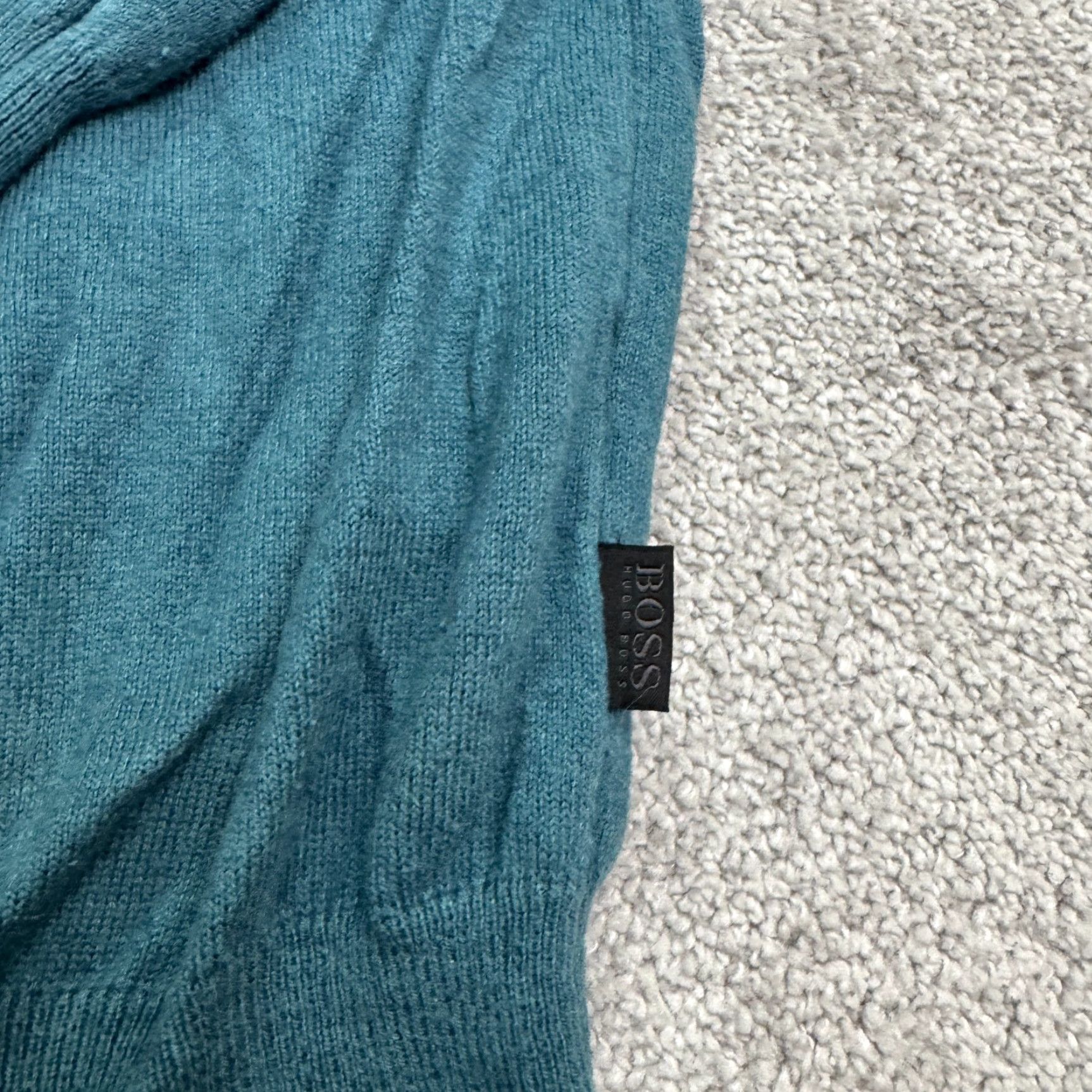 Hugo Boss VINTAGE? No — Actually Hugo Boss Badu Regular Fit V-Neck Pullover Sweater Men XL Teal Blue Cotton Size US XL / EU 56 / 4 - 3 Thumbnail